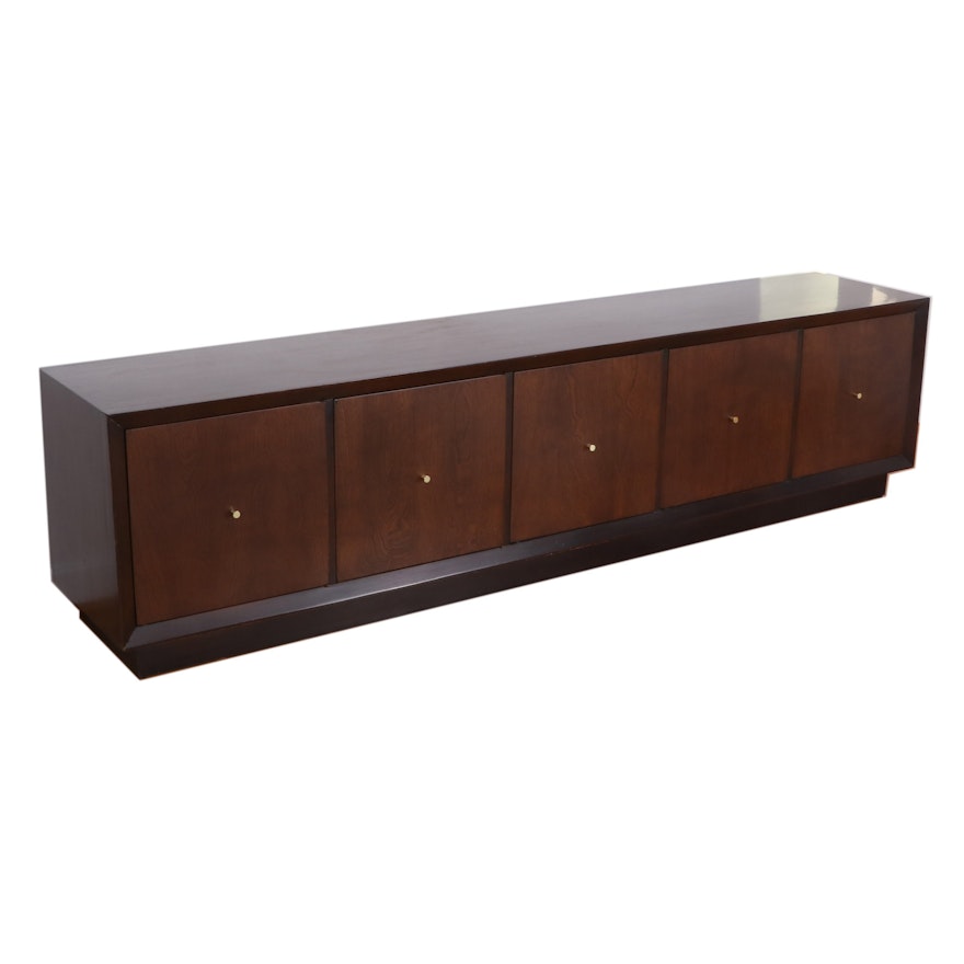 Mid Century Modern Walnut Veneer Credenza Cabinet