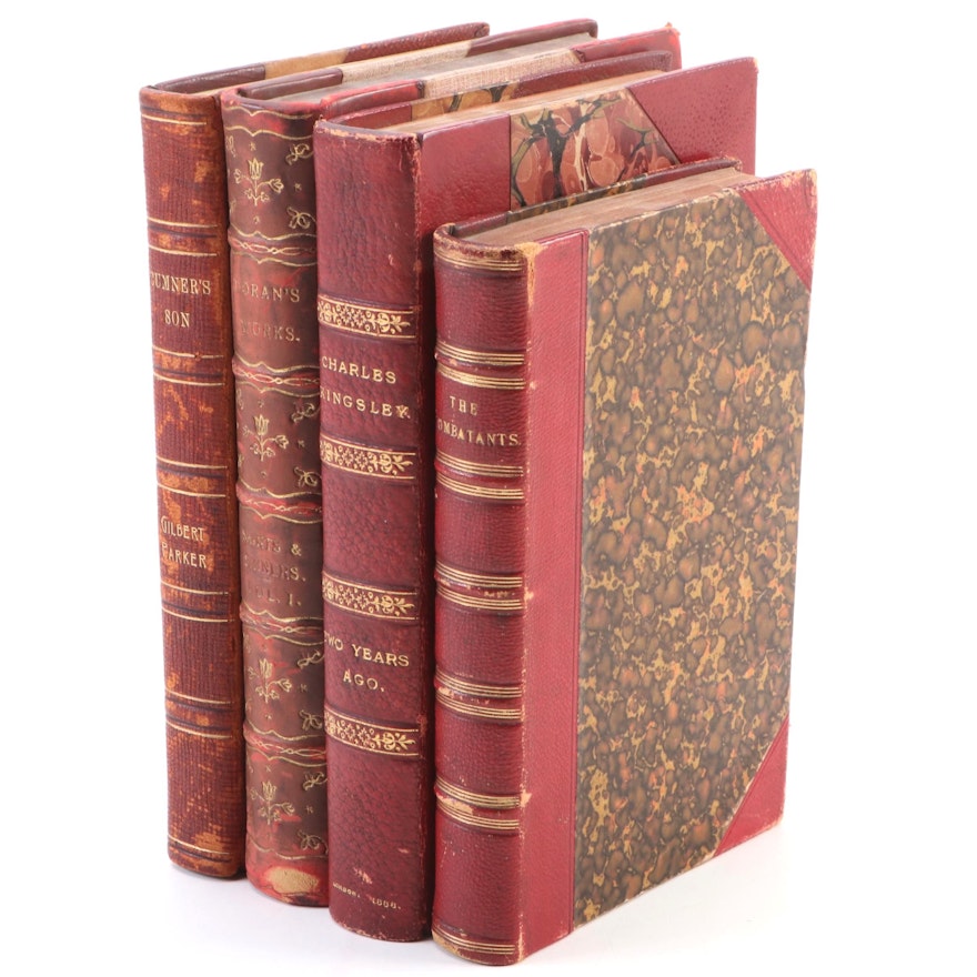 Leather Bound "The Combatants: An Allegory" with More Volumes, circa 1800s