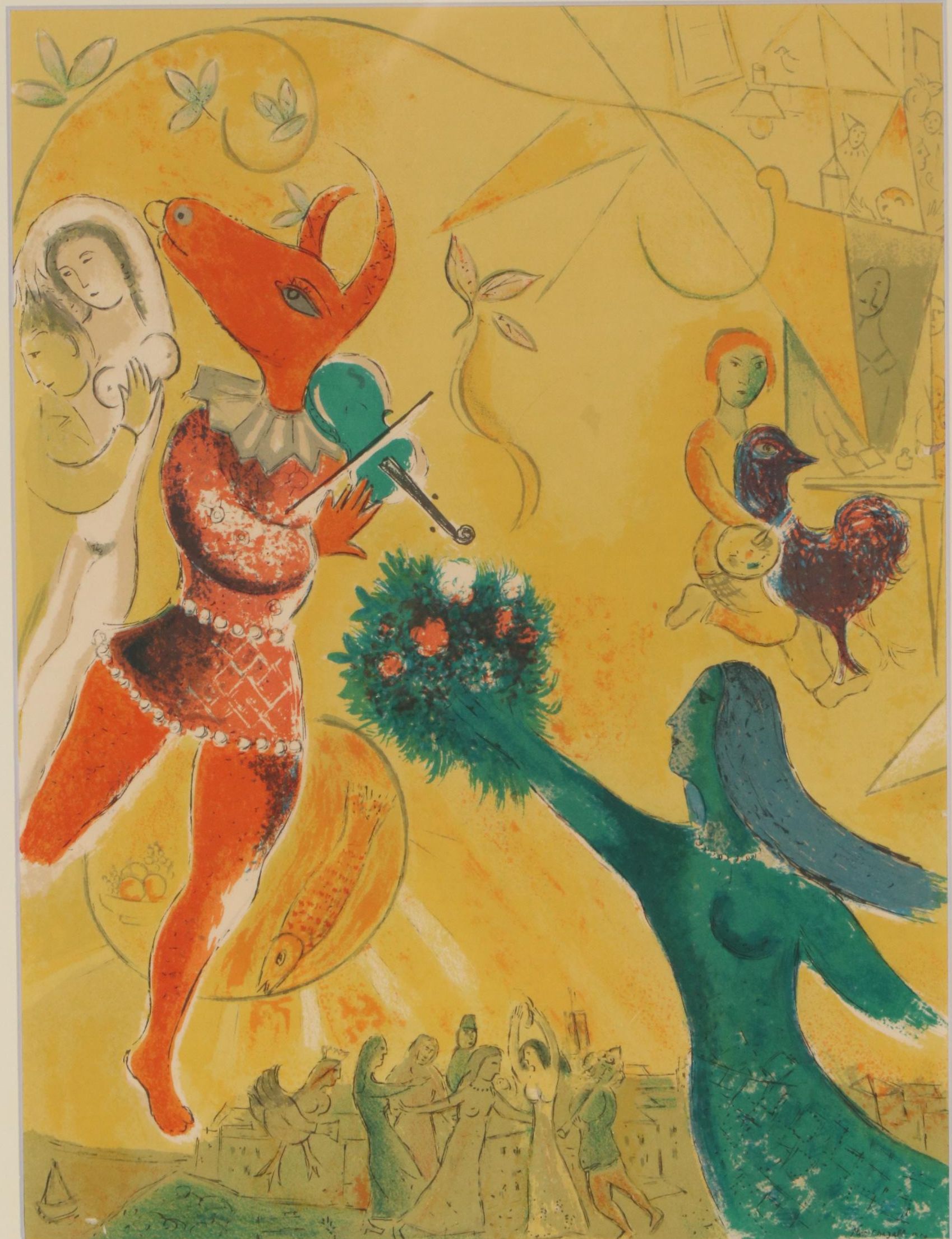Lithograph after Marc Chagall  "The Dance and the Circus"