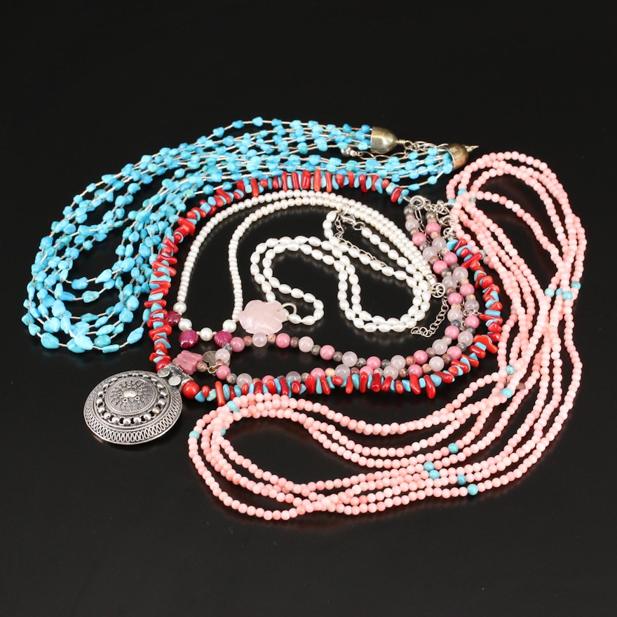 Sterling and Gemstone Bead Necklaces Featuring Desert Rose Trading and Relios
