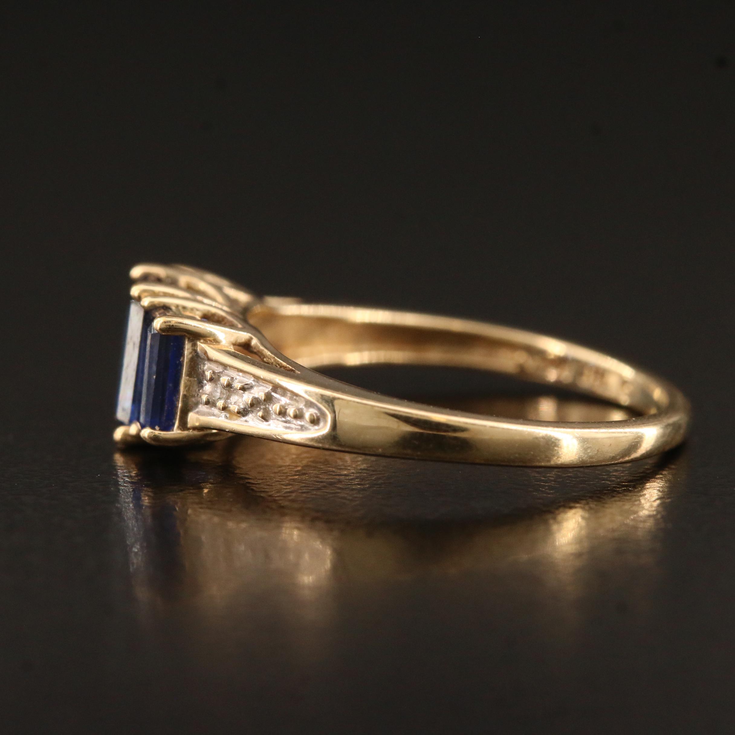 10K Sapphire Ring with Diamond Accents