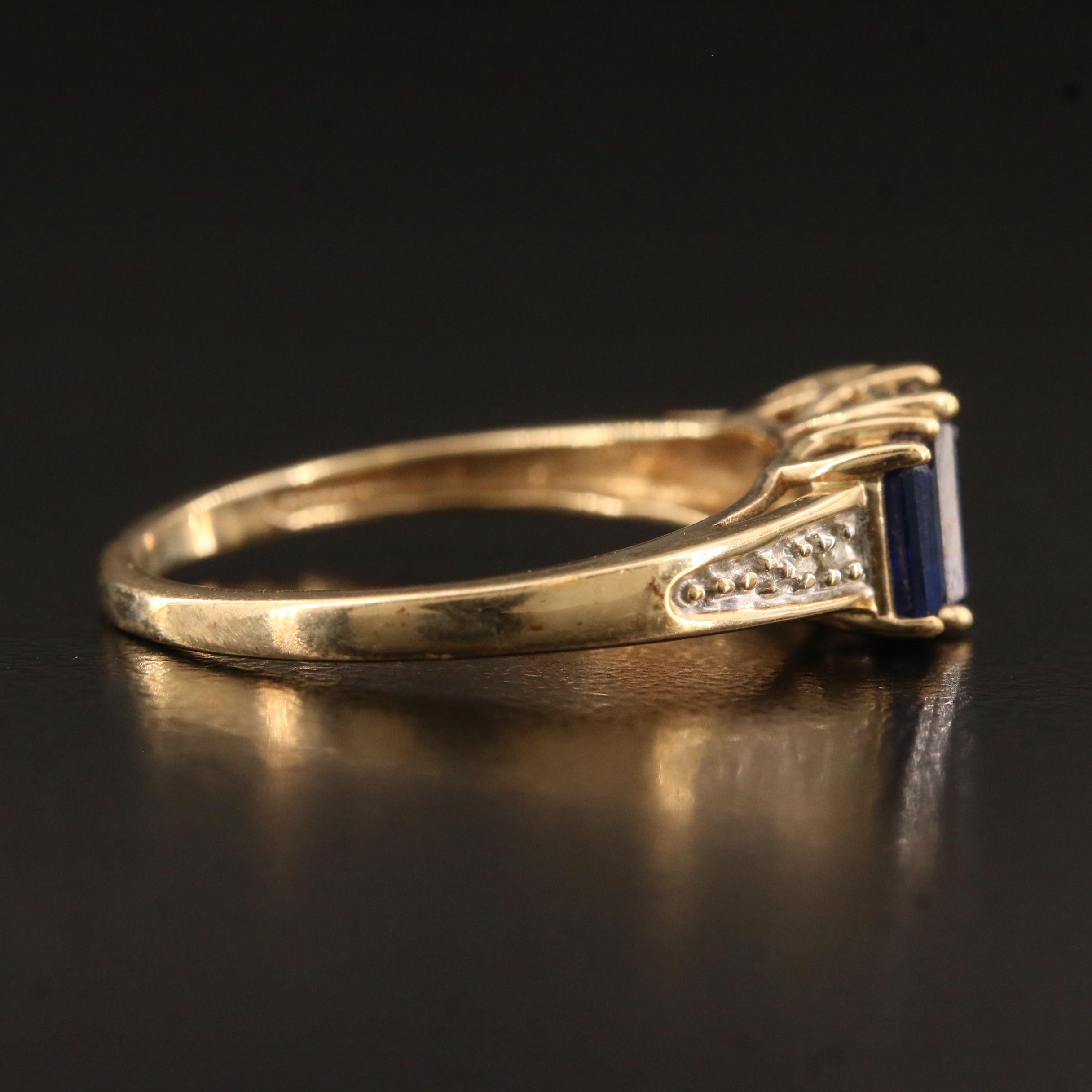 10K Sapphire Ring with Diamond Accents