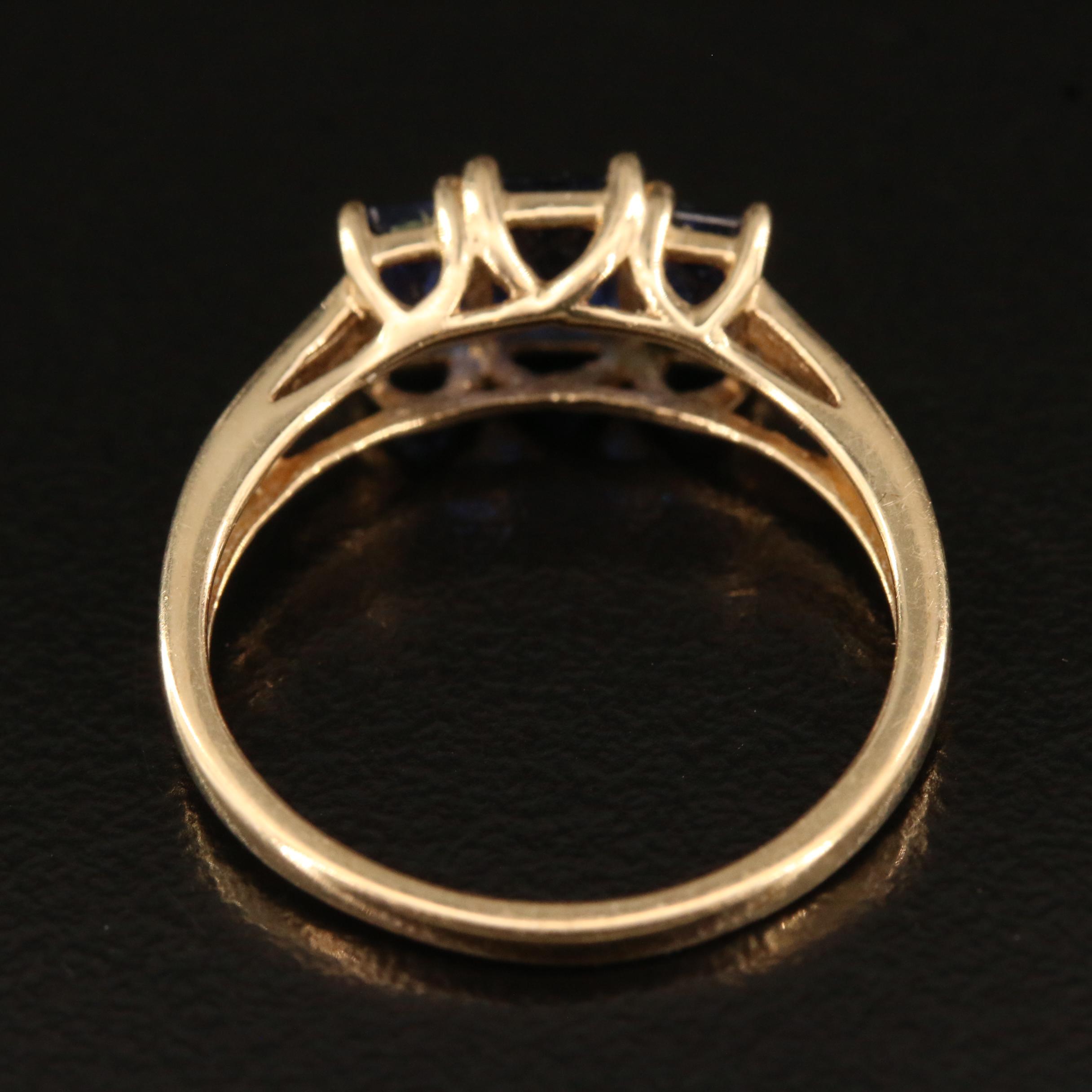 10K Sapphire Ring with Diamond Accents