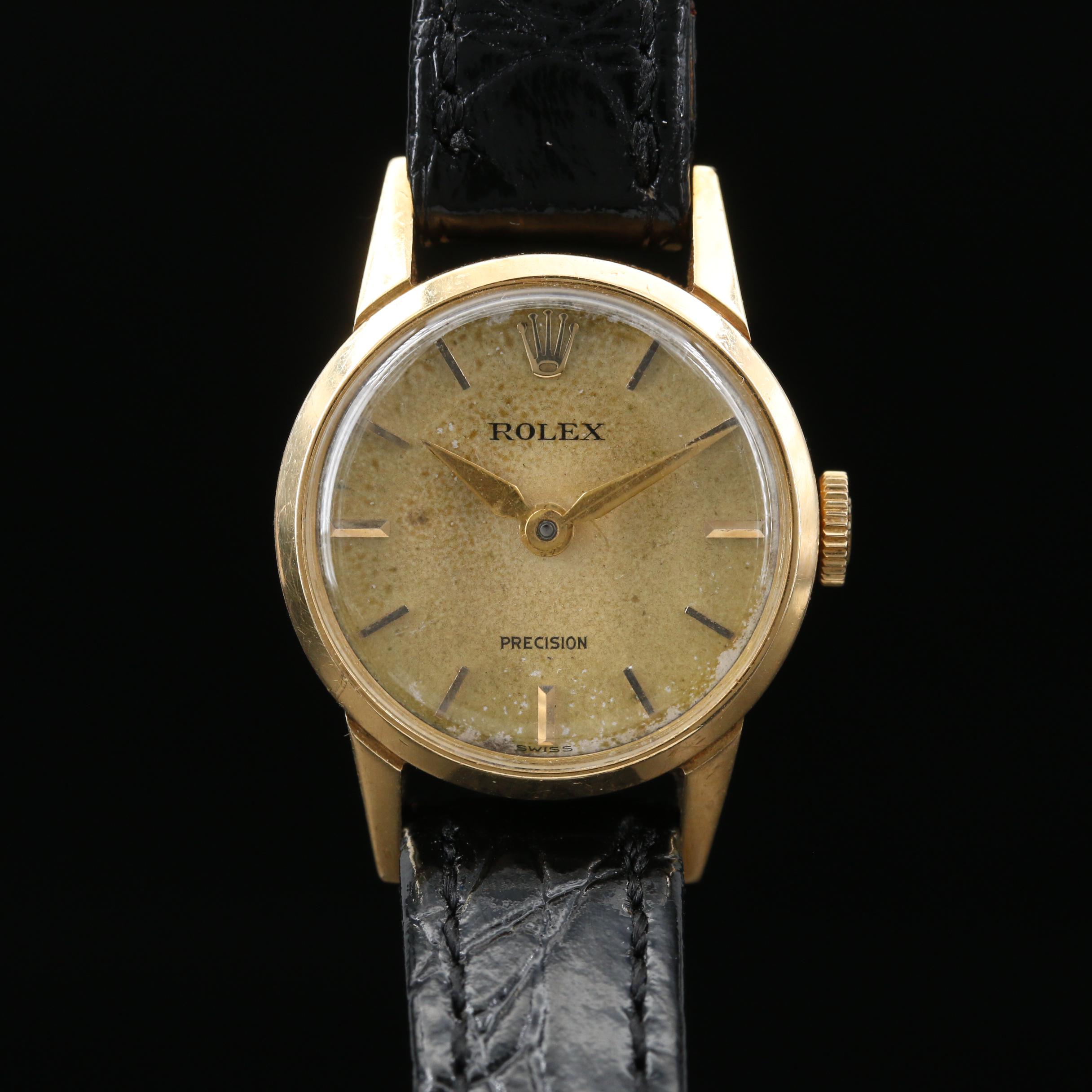 1956 Rolex Precision 9168 18K Gold Stem Wind Watch