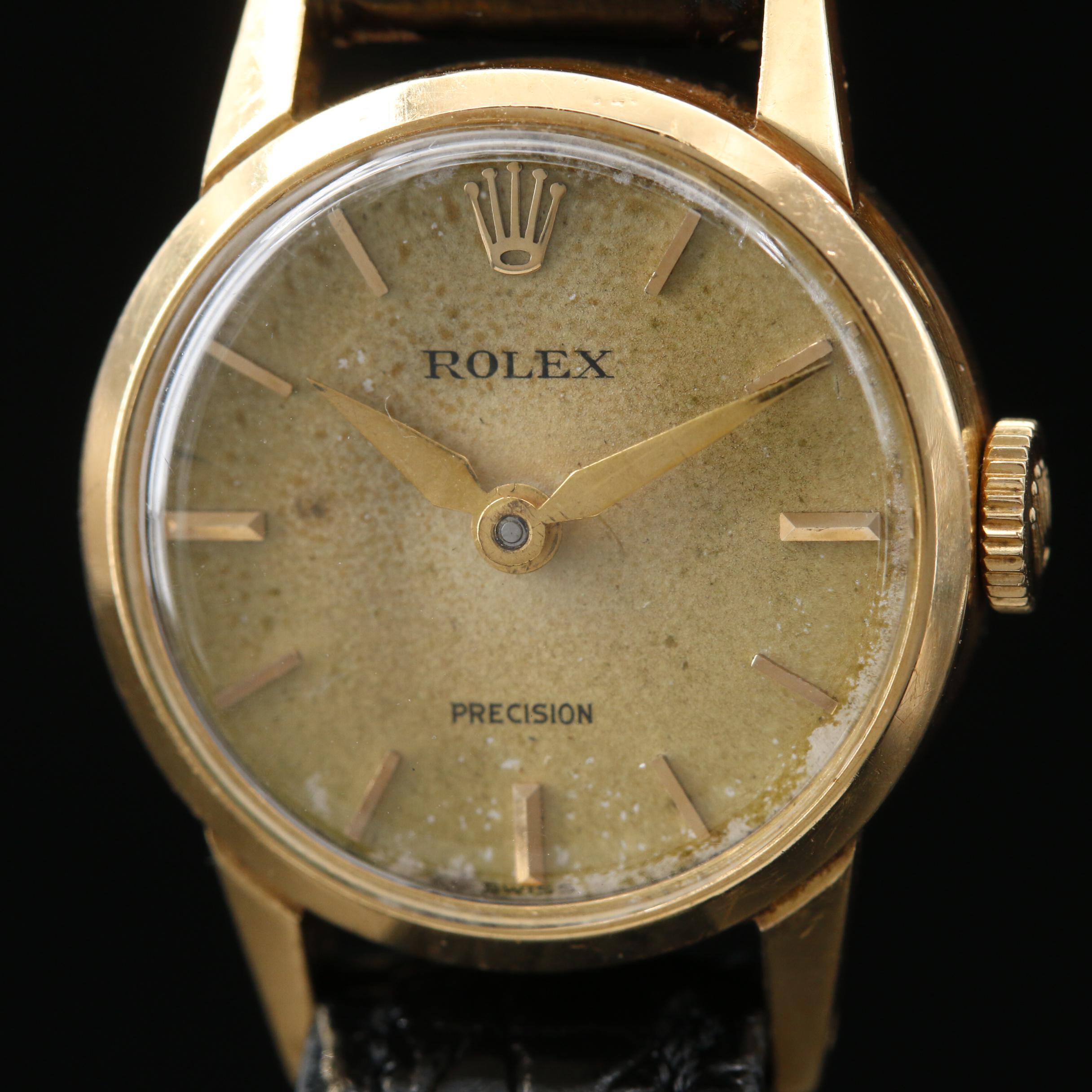 1956 Rolex Precision 9168 18K Gold Stem Wind Watch
