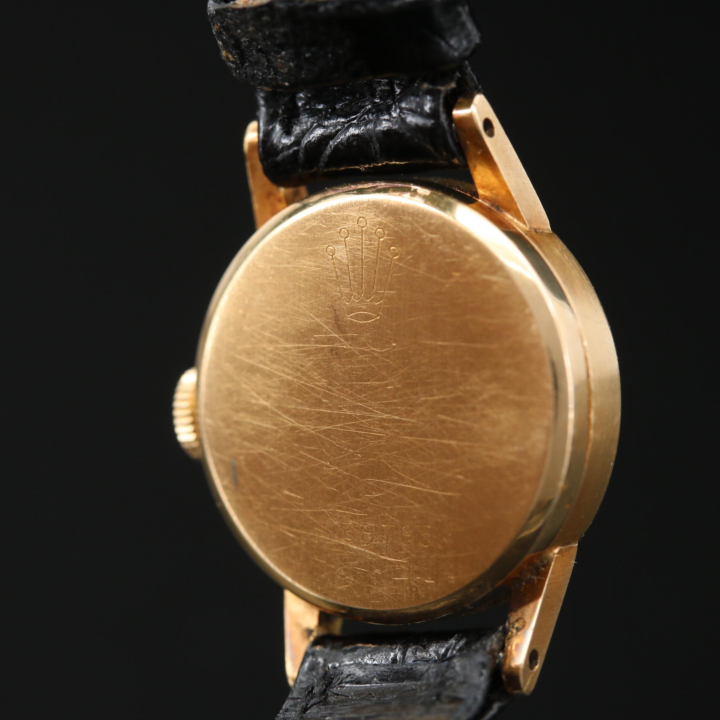 1956 Rolex Precision 9168 18K Gold Stem Wind Watch