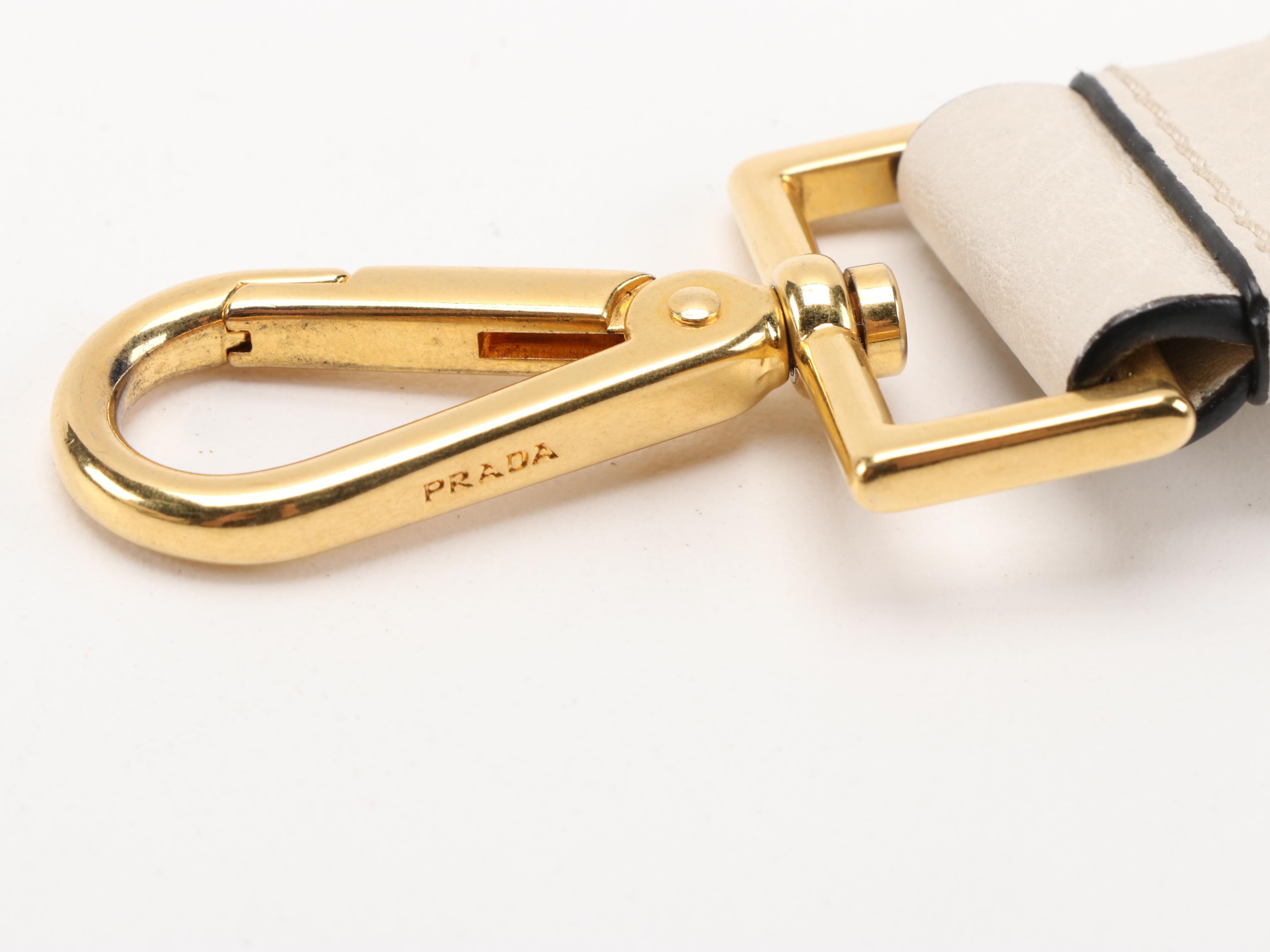 Prada Two-Way Flap Bag in Off-White Vitello Daino Leather