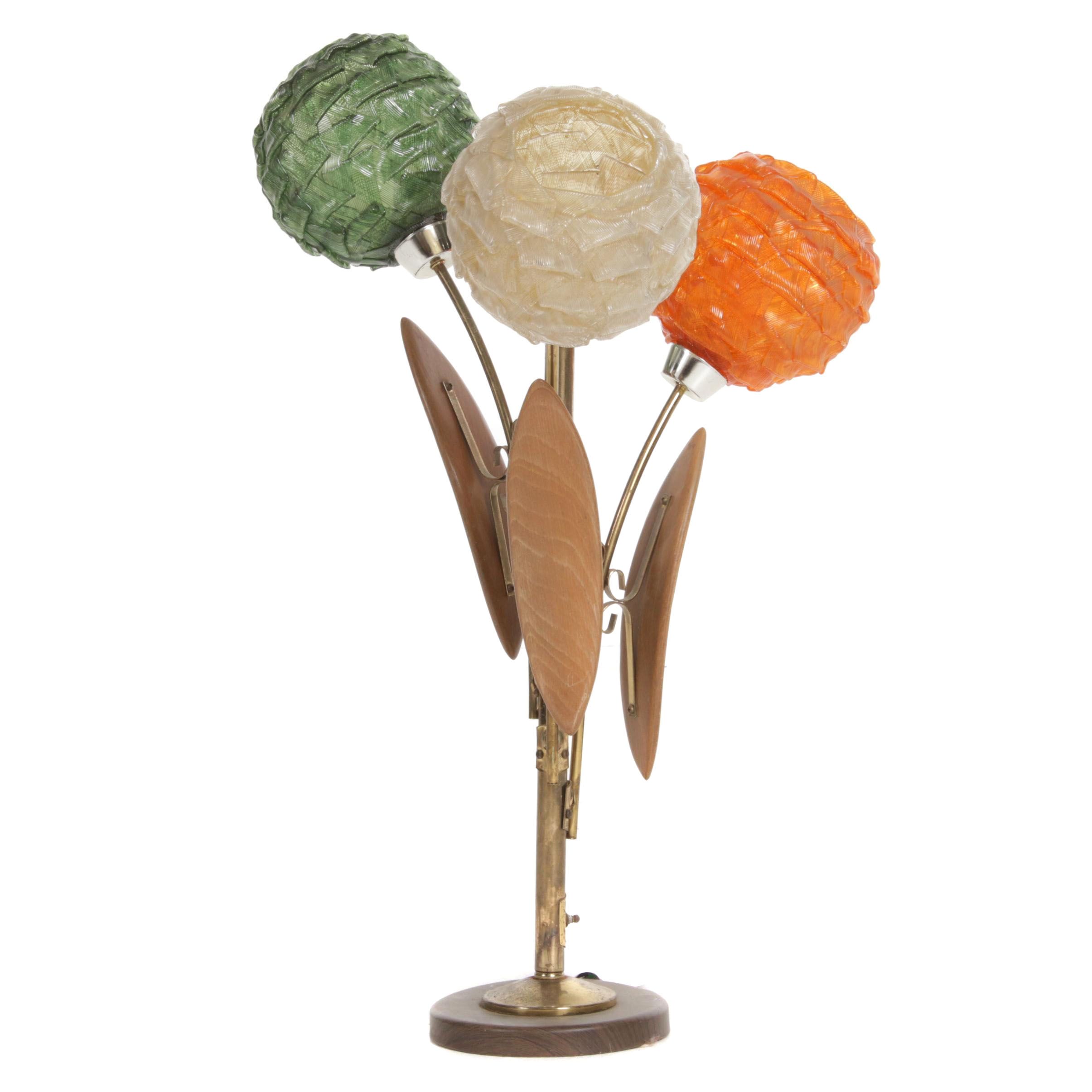 Mid Century Modern Spaghetti Globe Floral Table Lamp