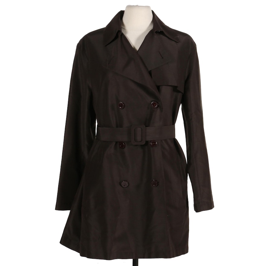 Agnona Silk and Cotton Double-Breasted Belted Jacket, Made in Italy