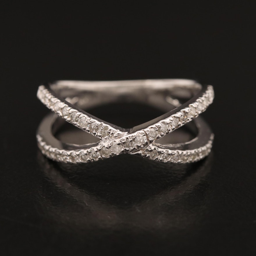 14K Diamond Crossover Band