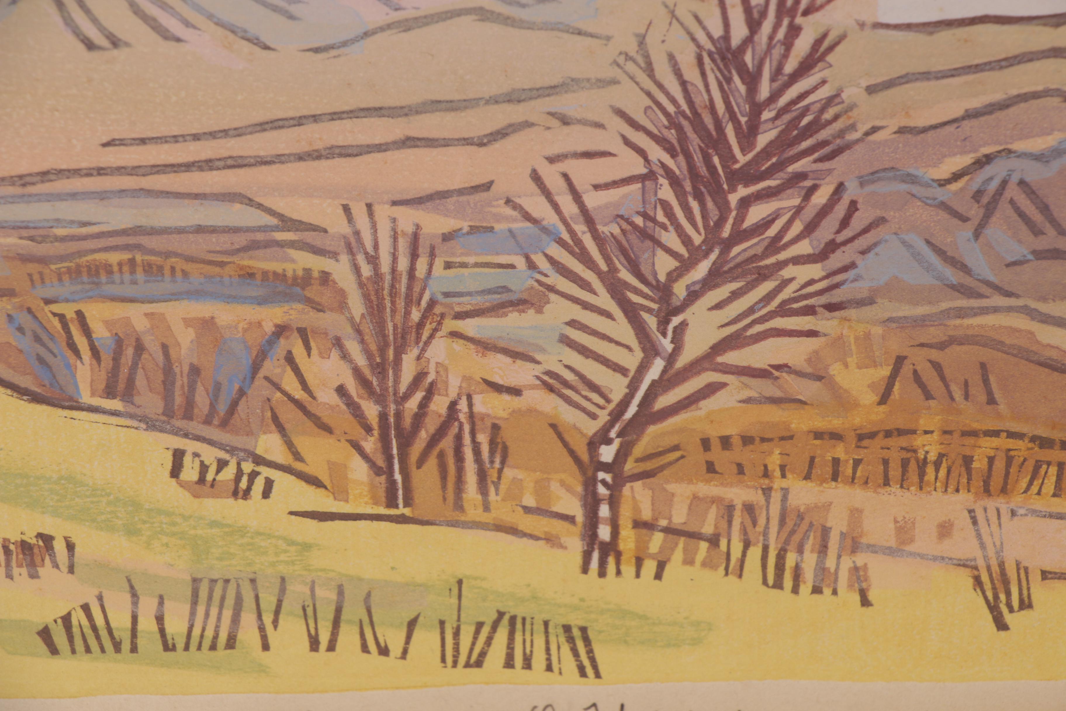 Okiie Hashimoto Woodblock of Mount. Osama, 1943