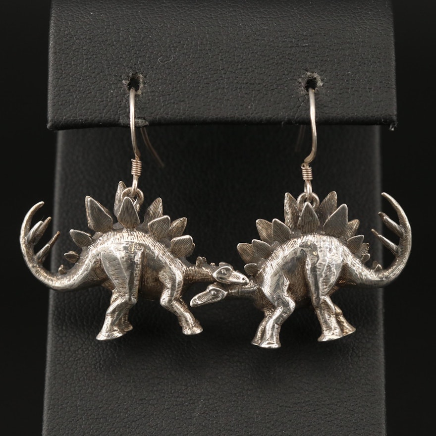 Sterling Silver Stegosaurus Earrings