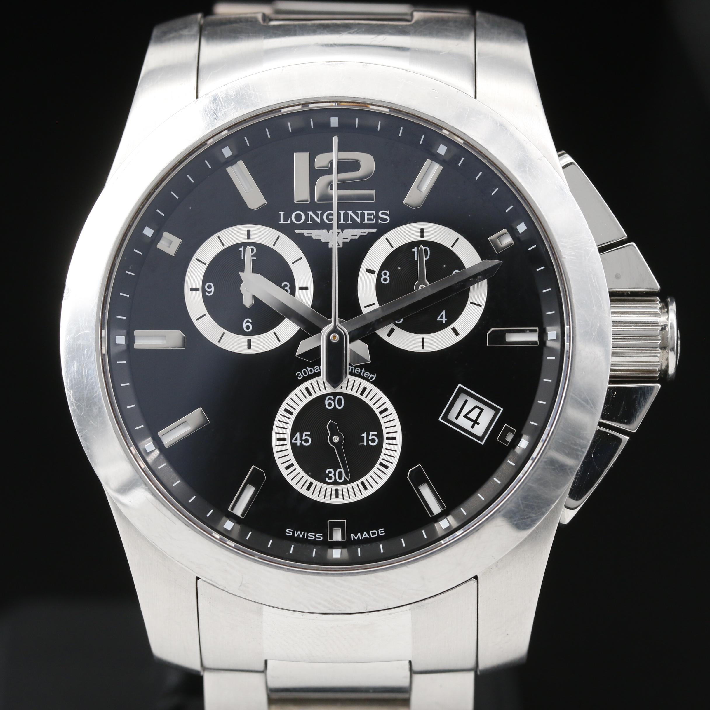 Longines Conquest Chronograph Stainless Steel Quartz Watch