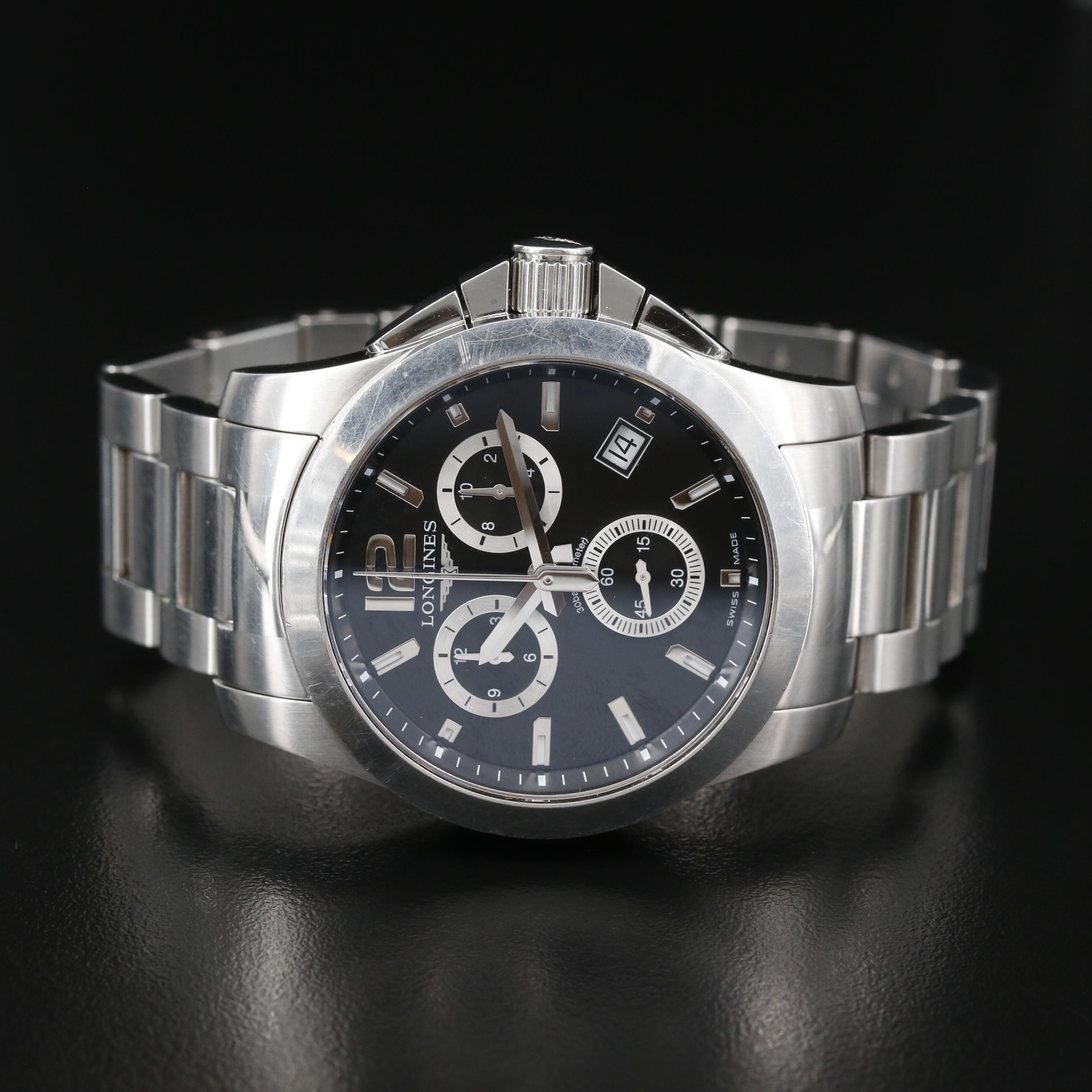 Longines Conquest Chronograph Stainless Steel Quartz Watch