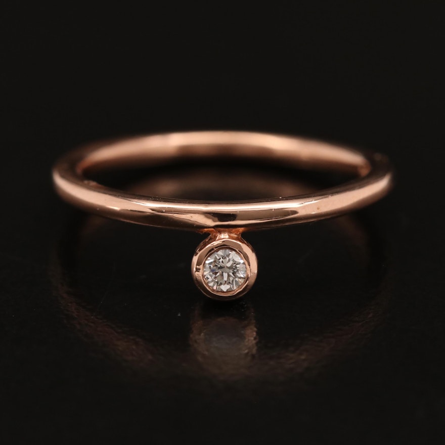 14K Rose Gold 0.06 CT Diamond Solitaire Ring