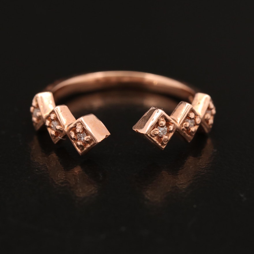 14K Rose Gold Diamond Ring with Geometric Design