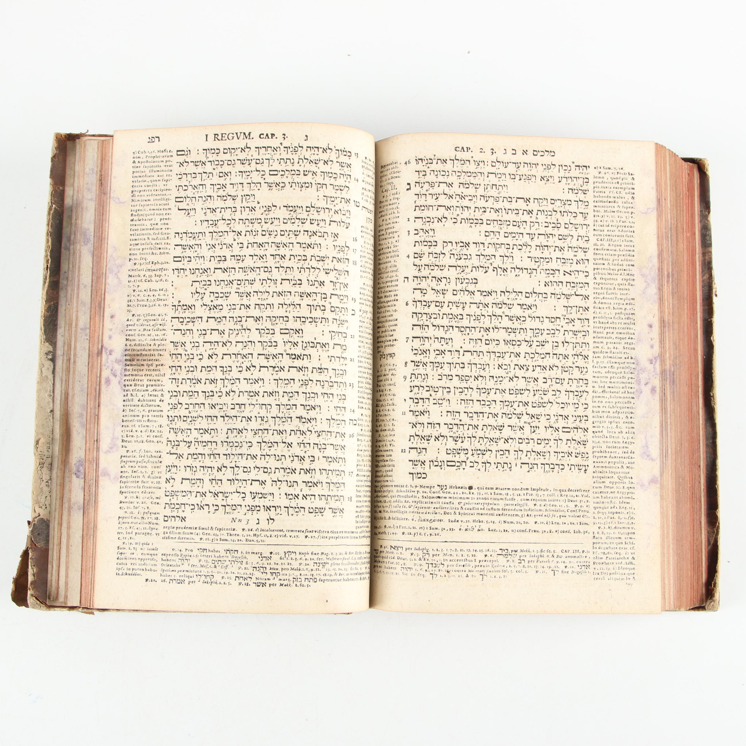 Hebrew and Latin "Biblia Hebraica" Two-Volume Set by J. H. Michaelis, 1720