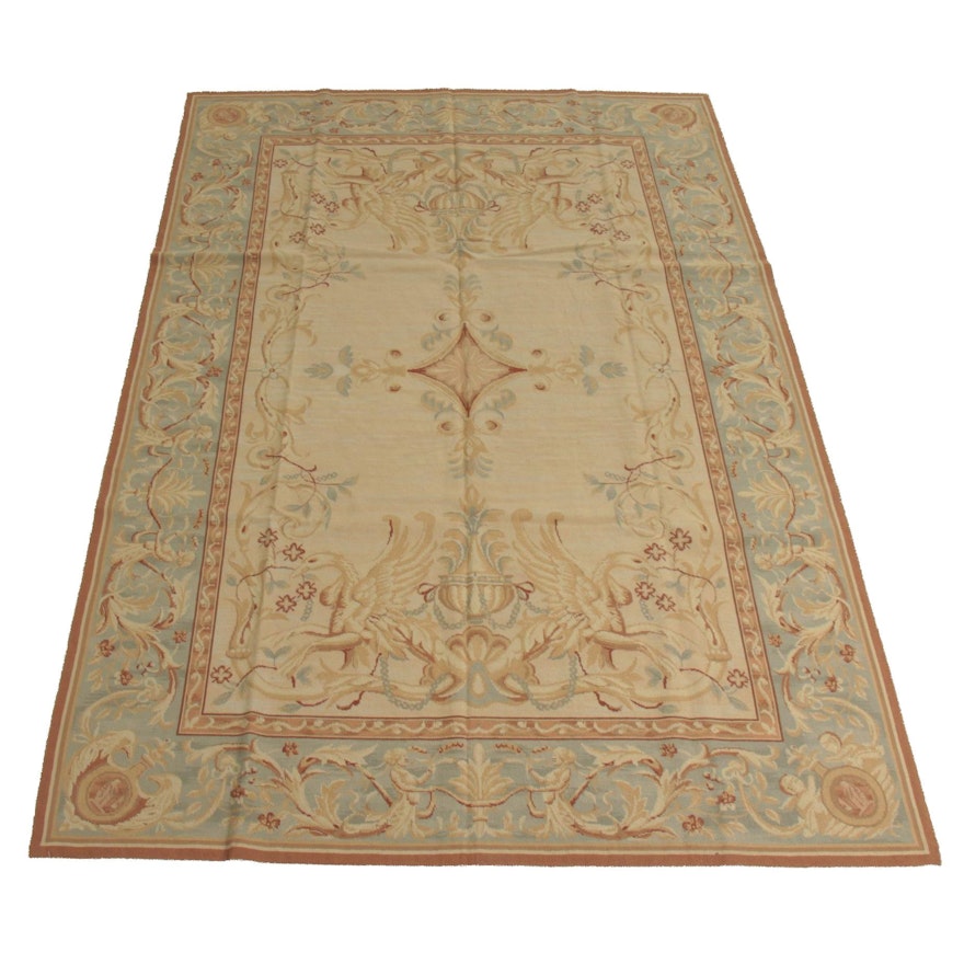 6' x 8'10 Handmade French Aubusson Style Needlepoint Rug