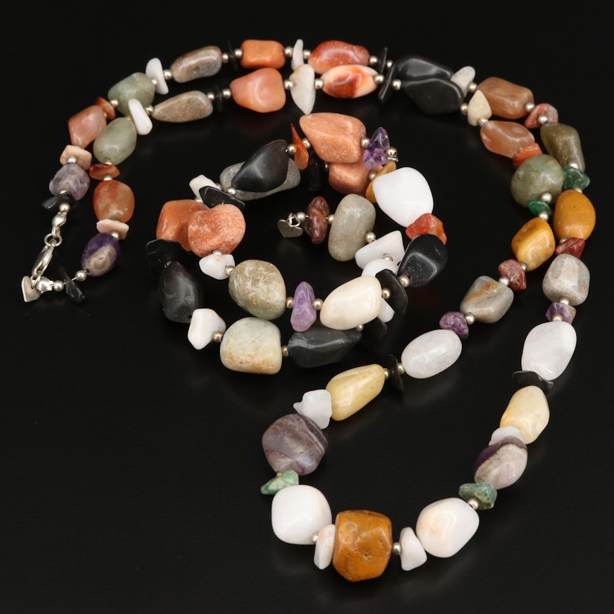 Desert Rose Trading Necklace and Wrap Bracelet with Jasper, Agate and Amethyst