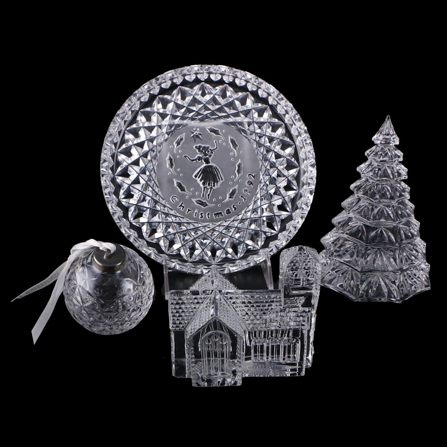 Waterford Crystal Christmas Tree, Church, Ornament, and Annual Christmas Plate