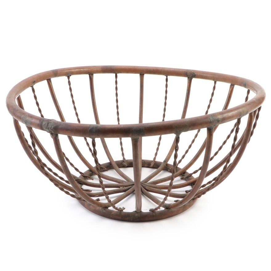 Artisan Designed Copper Ornamental Patio Basket