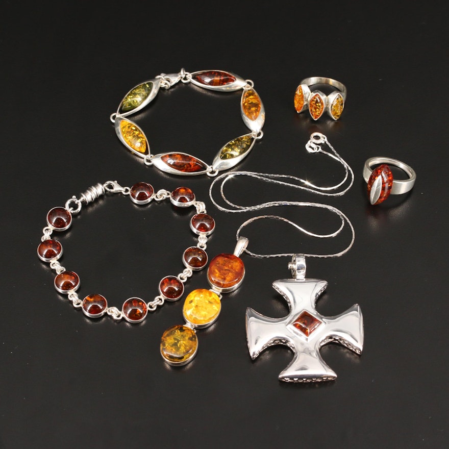 Sterling Silver Amber Jewelry Selection
