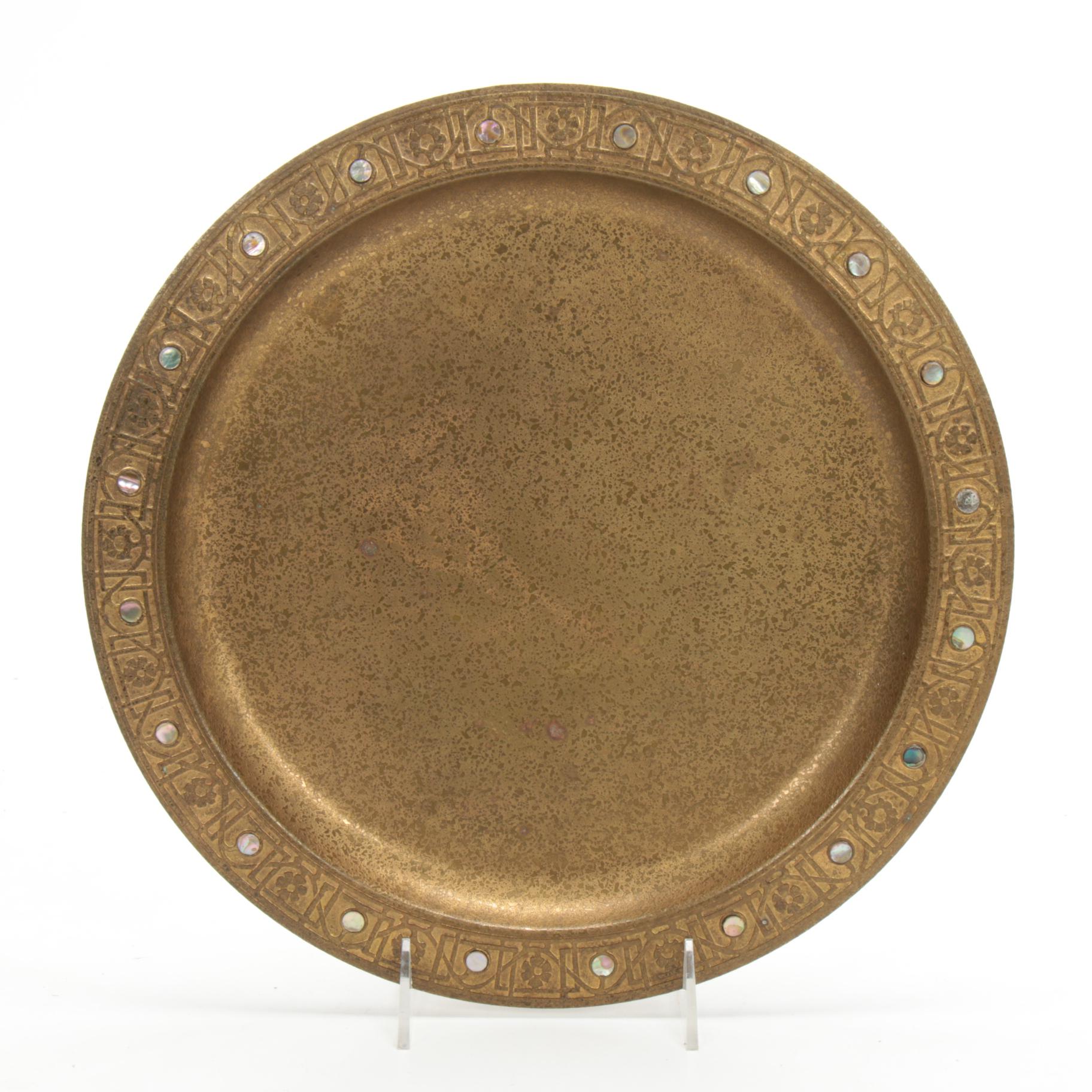 Tiffany Studios Doré Bronze Charger with Abalone and Mother of Pearl Accents