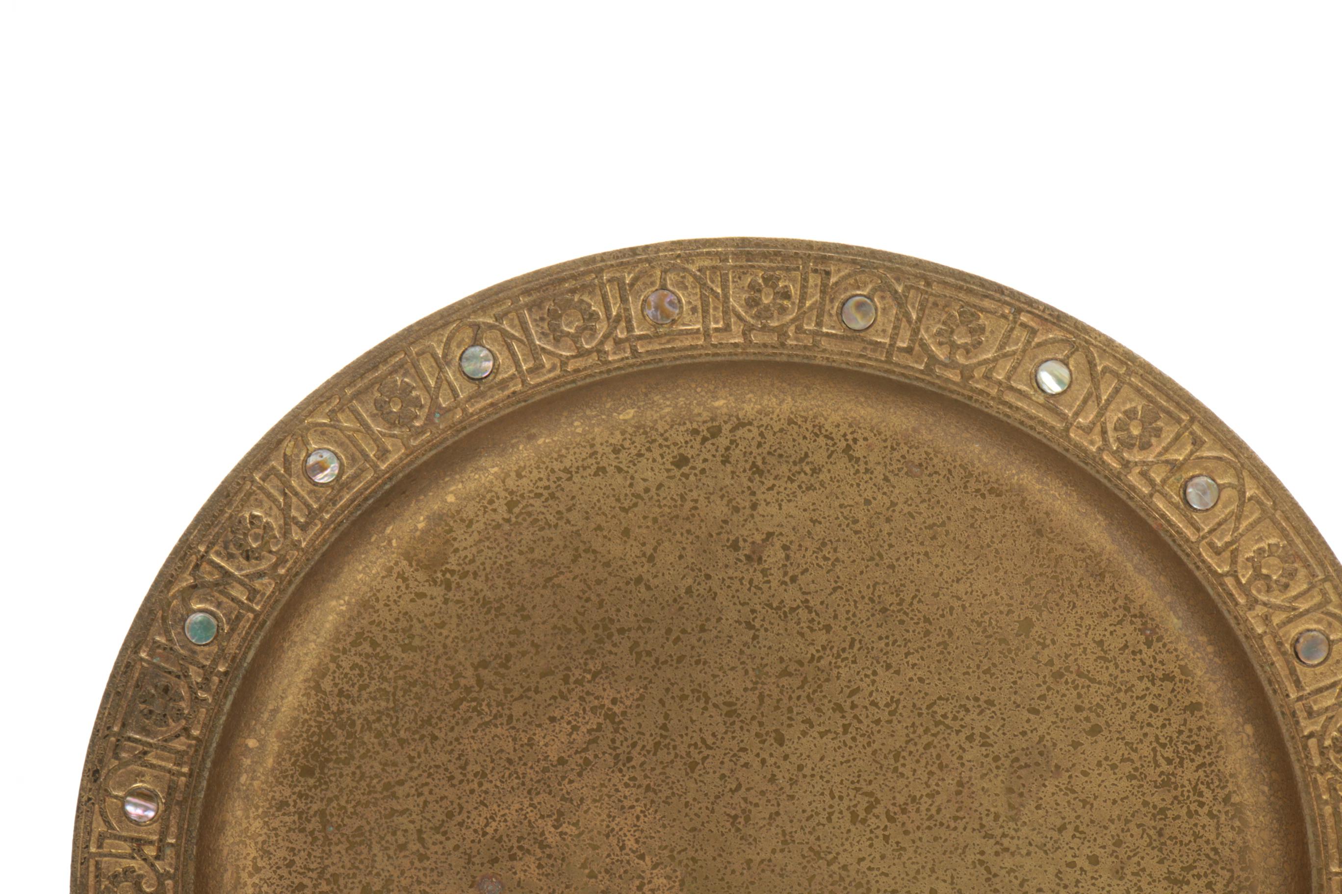Tiffany Studios Doré Bronze Charger with Abalone and Mother of Pearl Accents