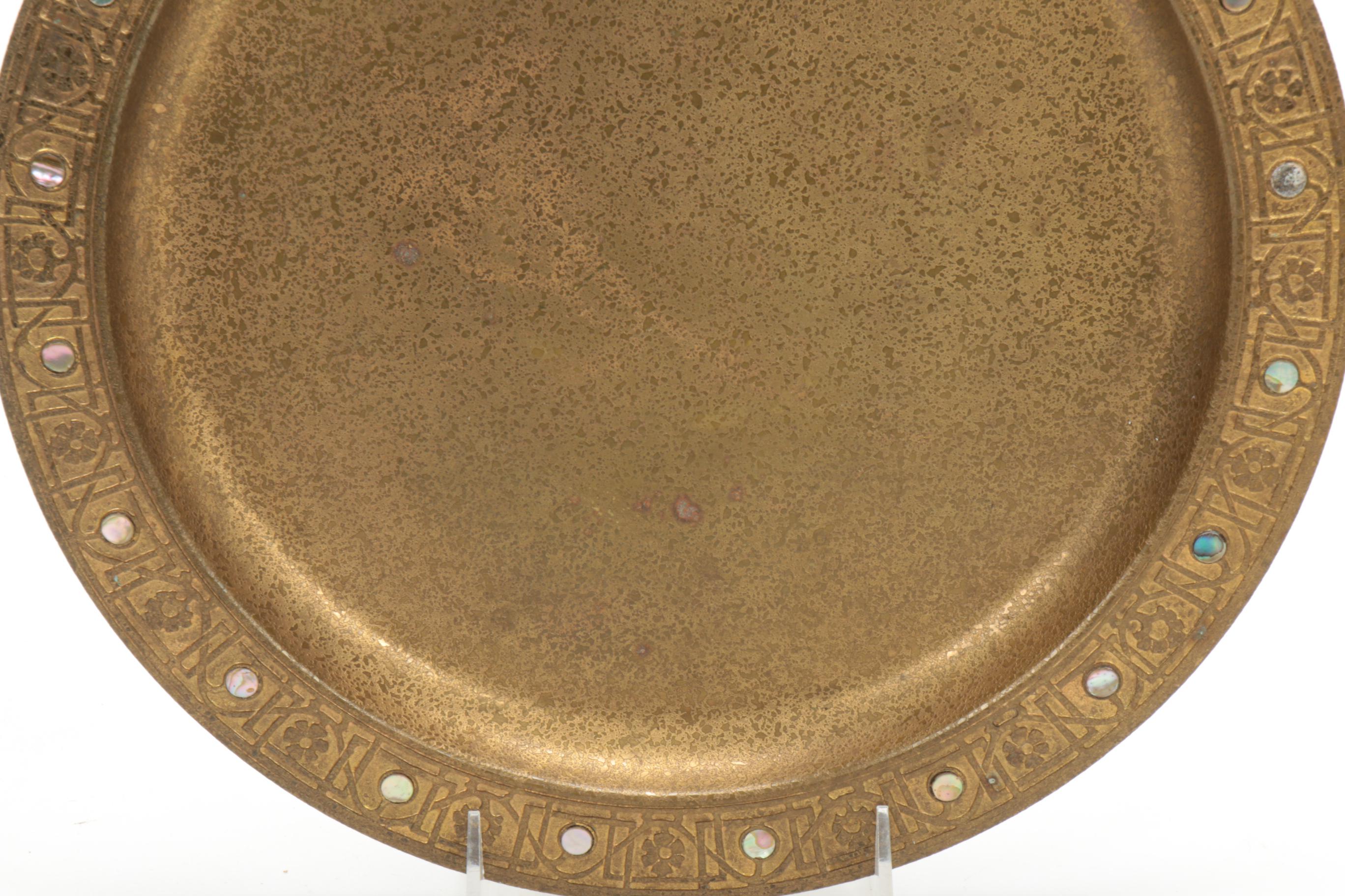 Tiffany Studios Doré Bronze Charger with Abalone and Mother of Pearl Accents