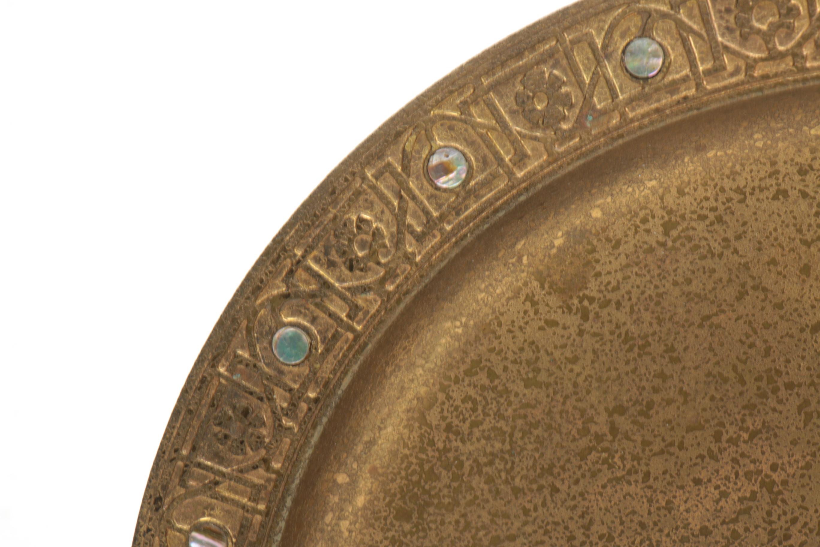 Tiffany Studios Doré Bronze Charger with Abalone and Mother of Pearl Accents