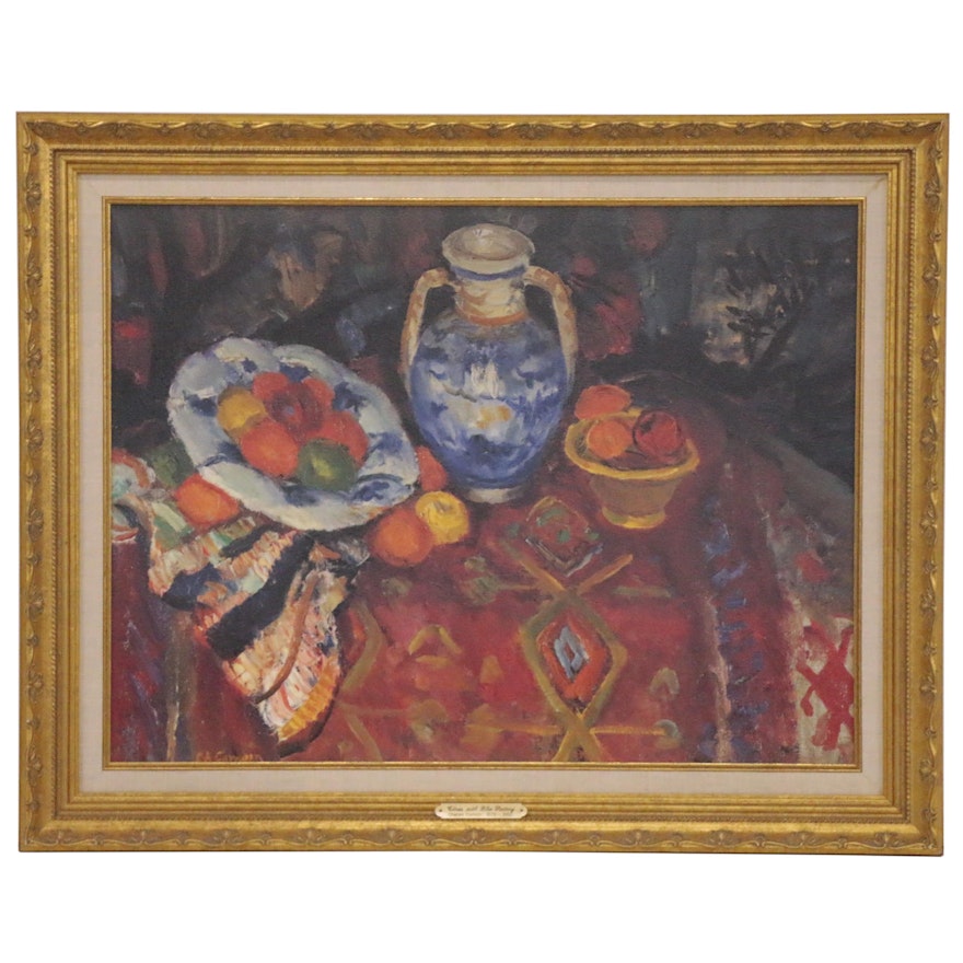 Offset Lithograph after Charles Camoin "Citrus with Blue Pottery", 20th Century