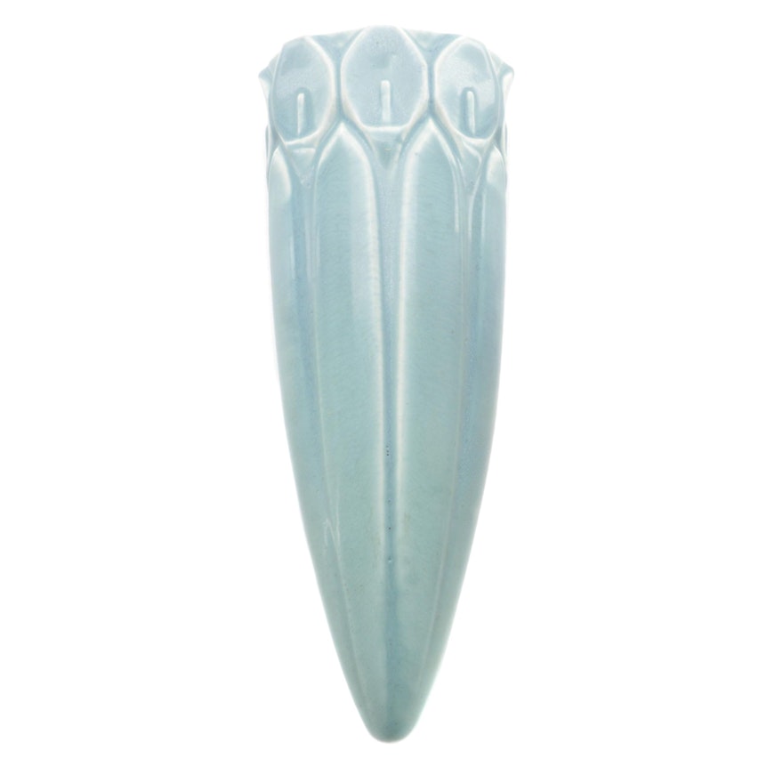 Rookwood Pottery Matte Blue Calla Lily Wall Pocket, 1920