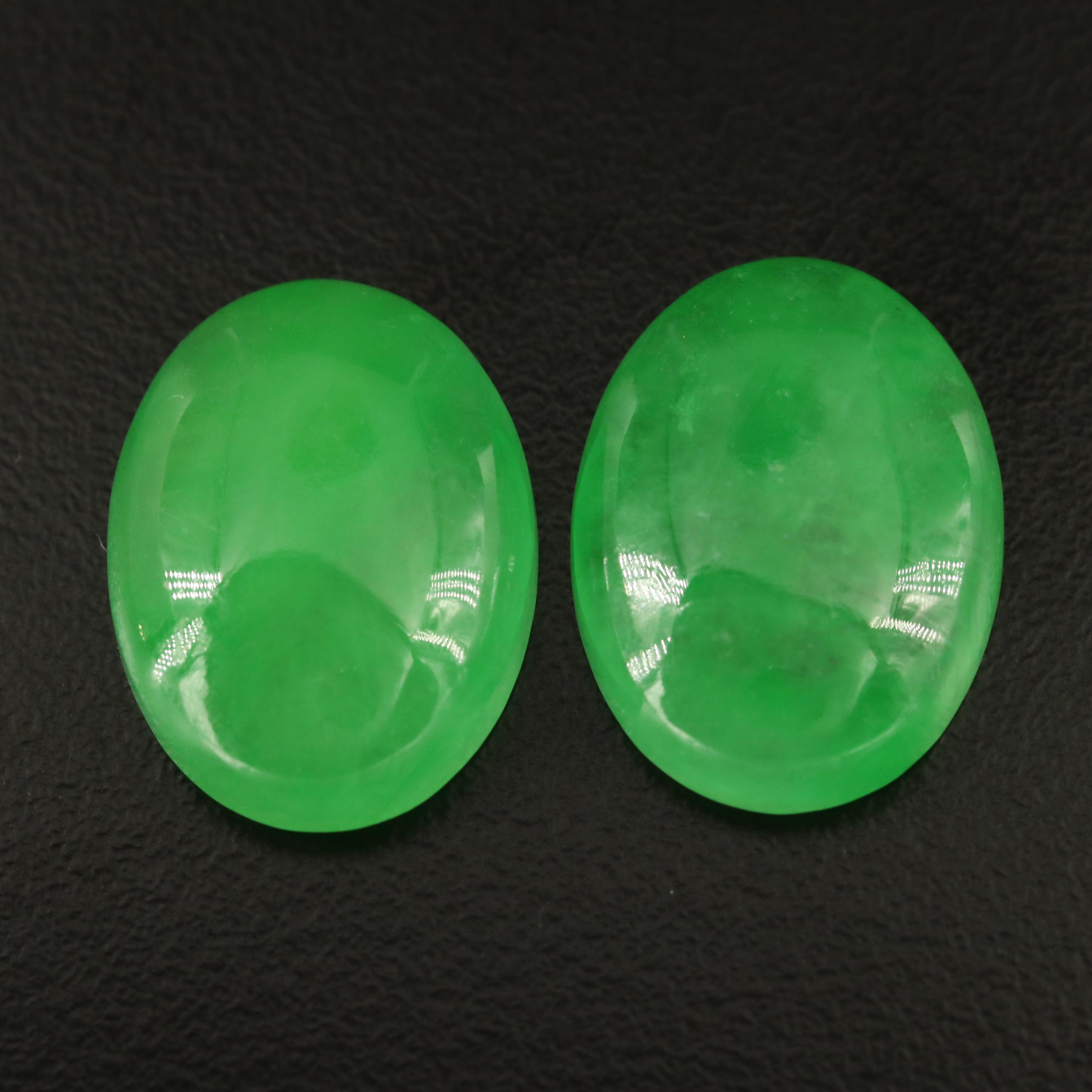 Matched Pair of Loose 35.98 CTW Jadeites