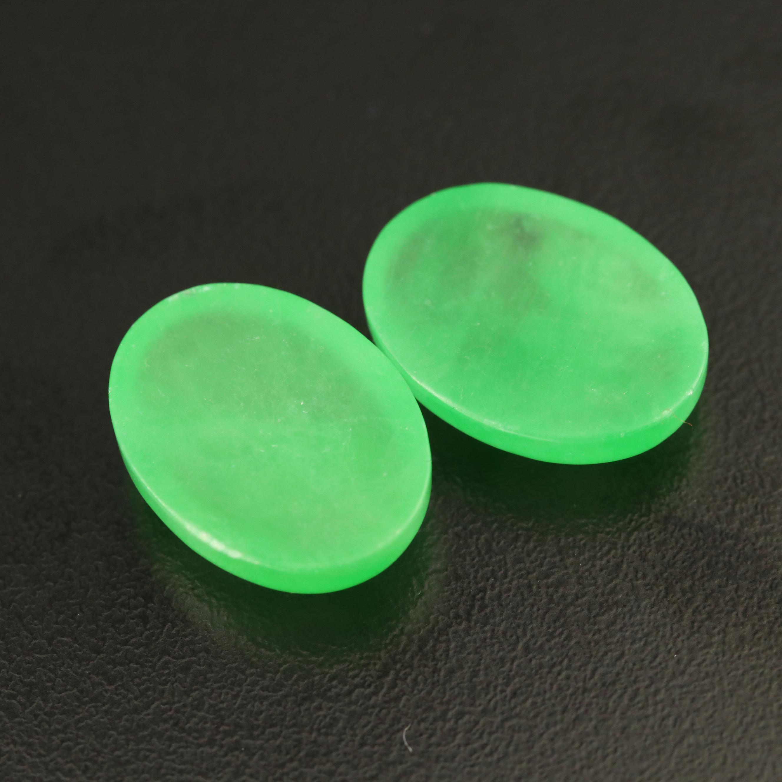 Matched Pair of Loose 35.98 CTW Jadeites