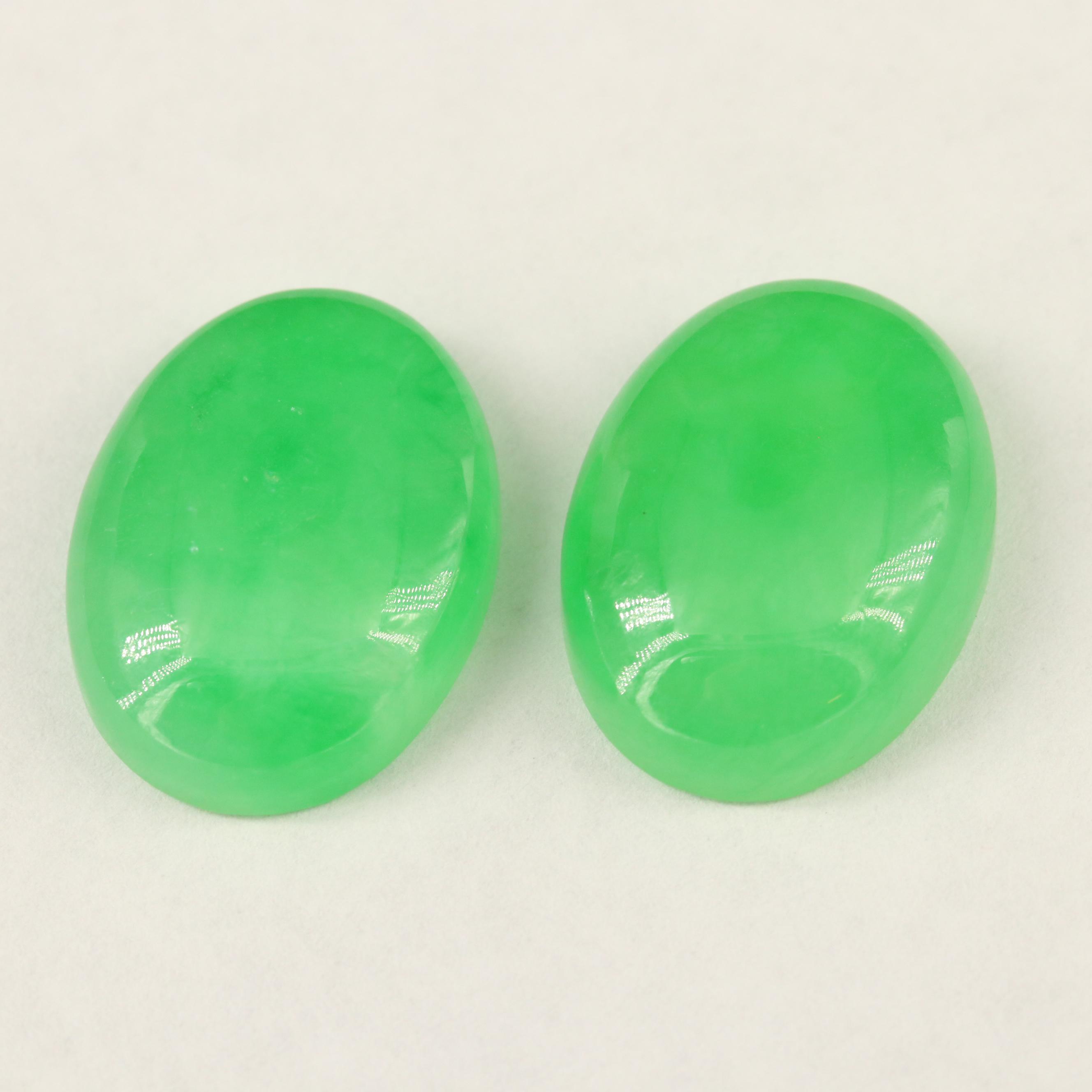 Matched Pair of Loose 35.98 CTW Jadeites