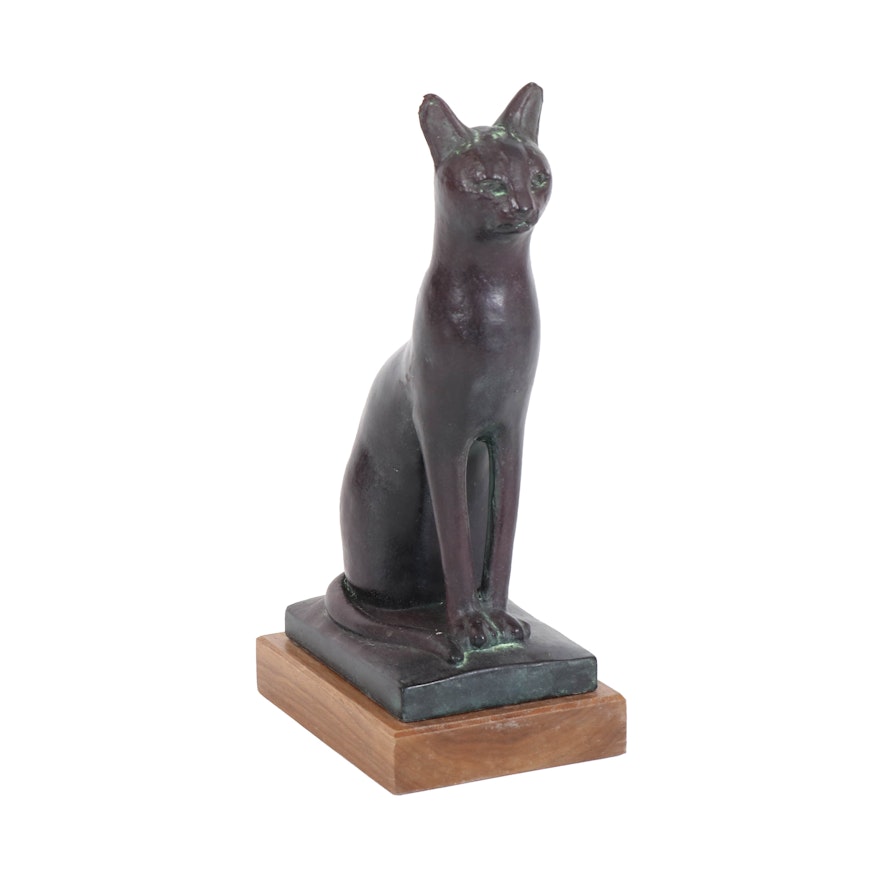 Bronze Sculpture "Egyptian Cat", Mid-20th Century