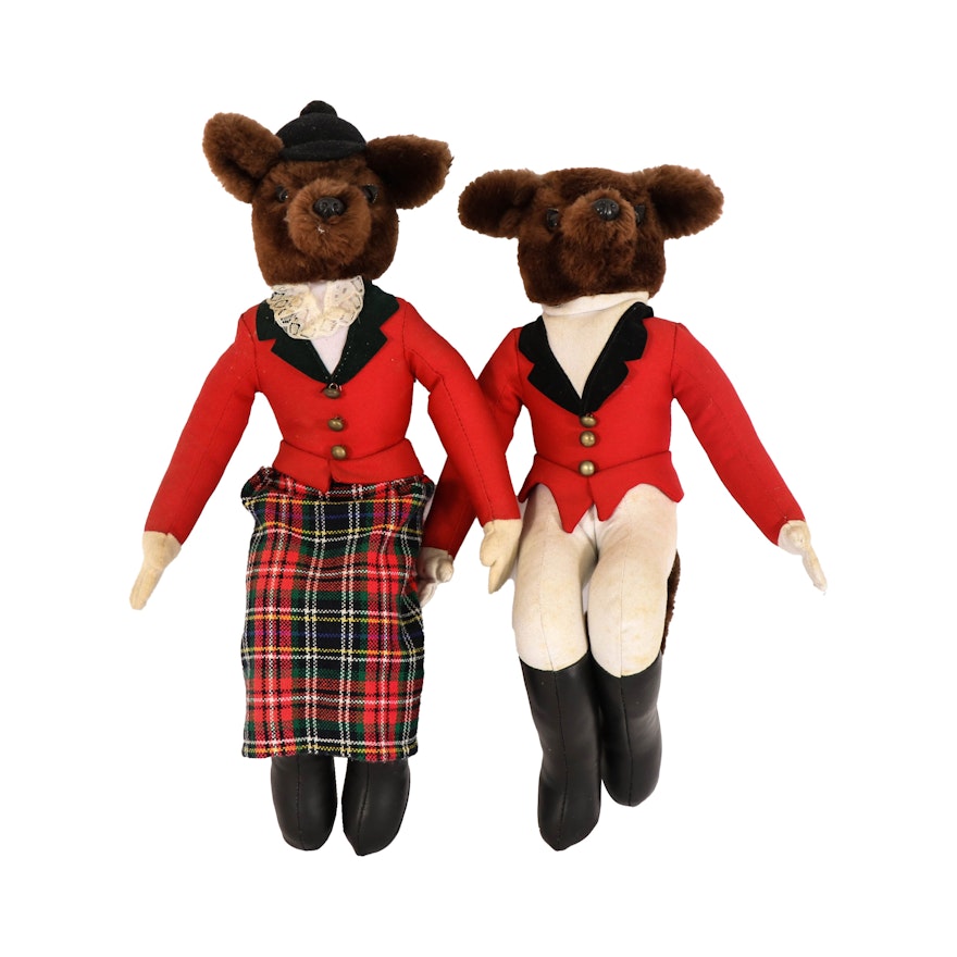 Mr. & Mrs. Fox Hunting Seated Bears, Contemporary