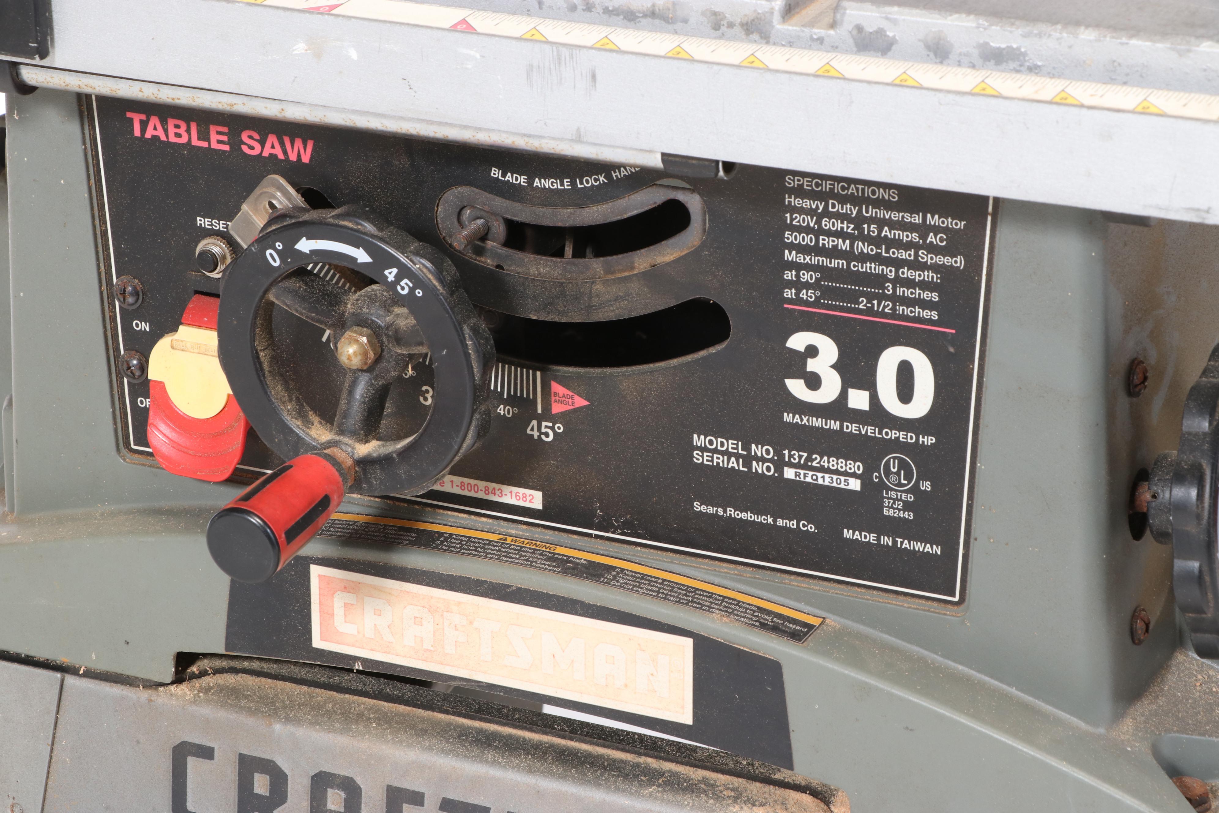 Craftsman for Sears, Roebuck and Co. 10 Inch Table Saw