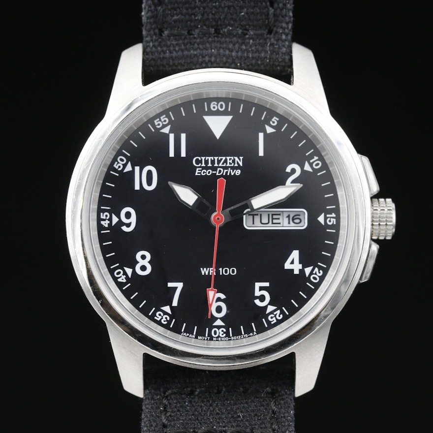 Citizen Eco-Drive with Day/Date Stainless Steel Wristwatch