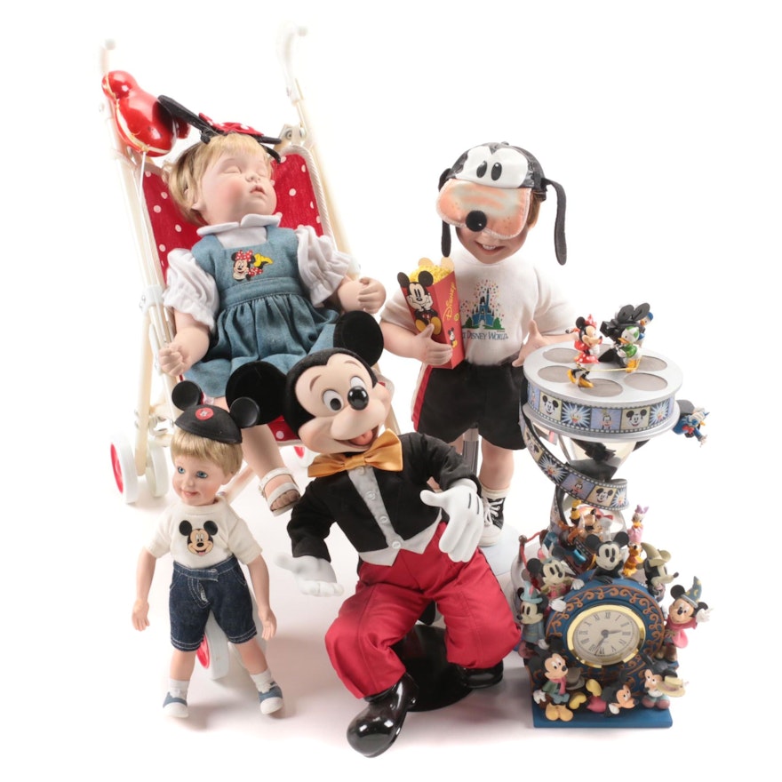 Ashton-Drake Porcelain Disney Figurines, Clock, Snow Globe, and More