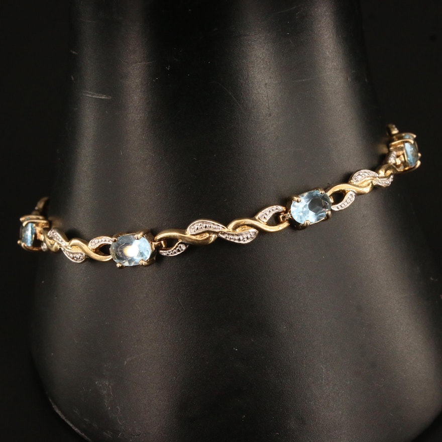 Sterling Silver Faceted Glass Bracelet