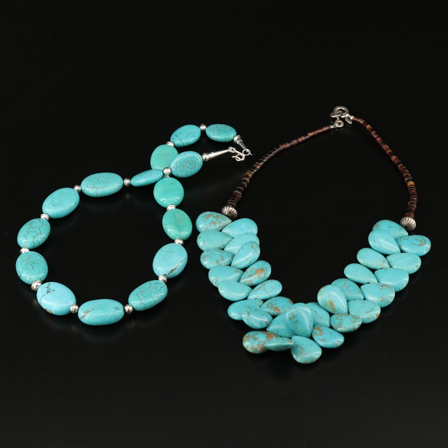 Sterling Necklaces with Horn, Howlite and Turquoise