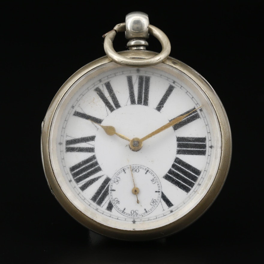 Antique Swiss Key Wind Open Face Pocket Watch