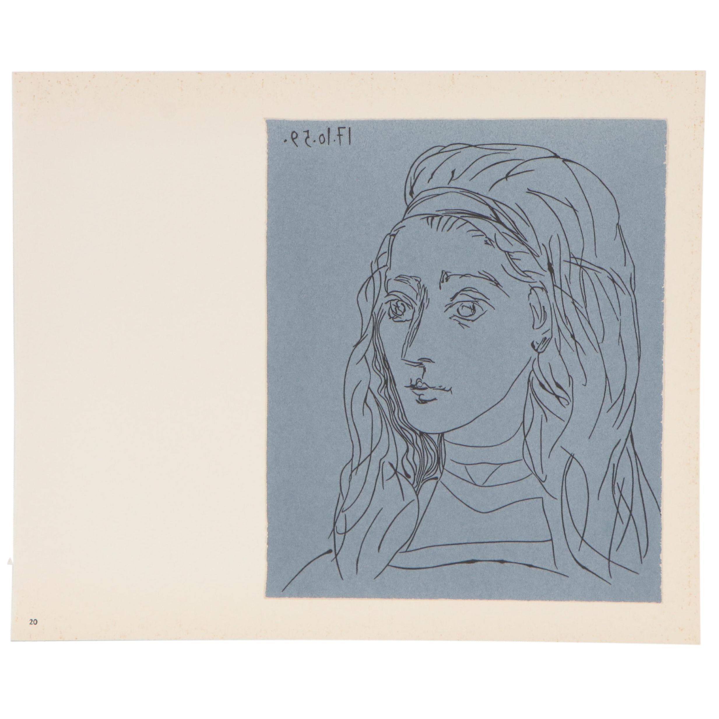 Pablo Picasso Color Linoleum Cut "Jacqueline", 1962