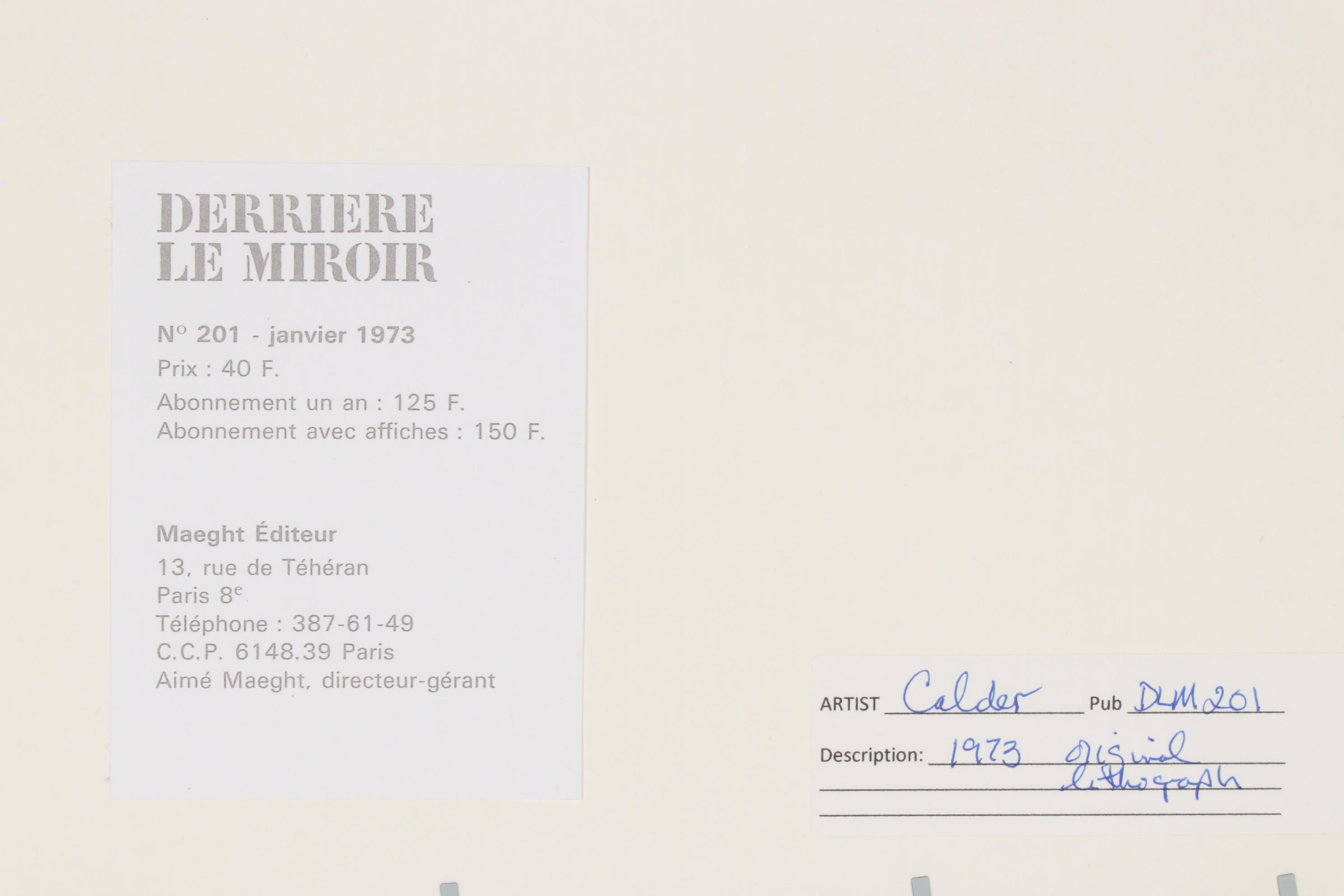 Alexander Calder Color Lithograph for "Derriere le Miroir", 1973