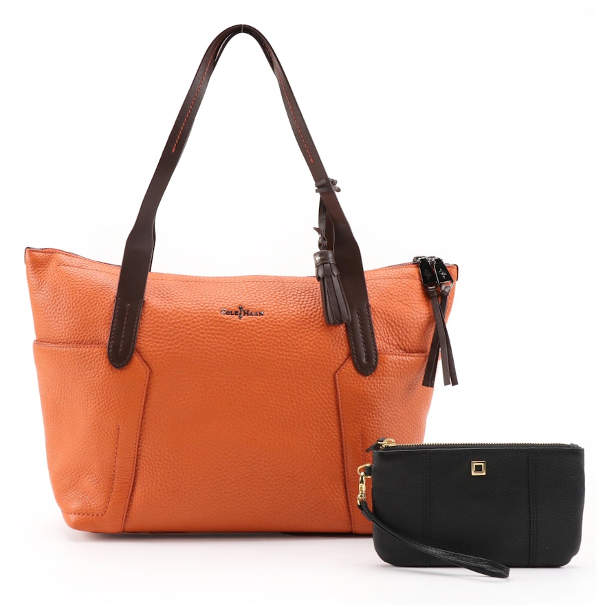 Cole Haan and Lodis Pebbled Leather Tote and Wristlet Wallet