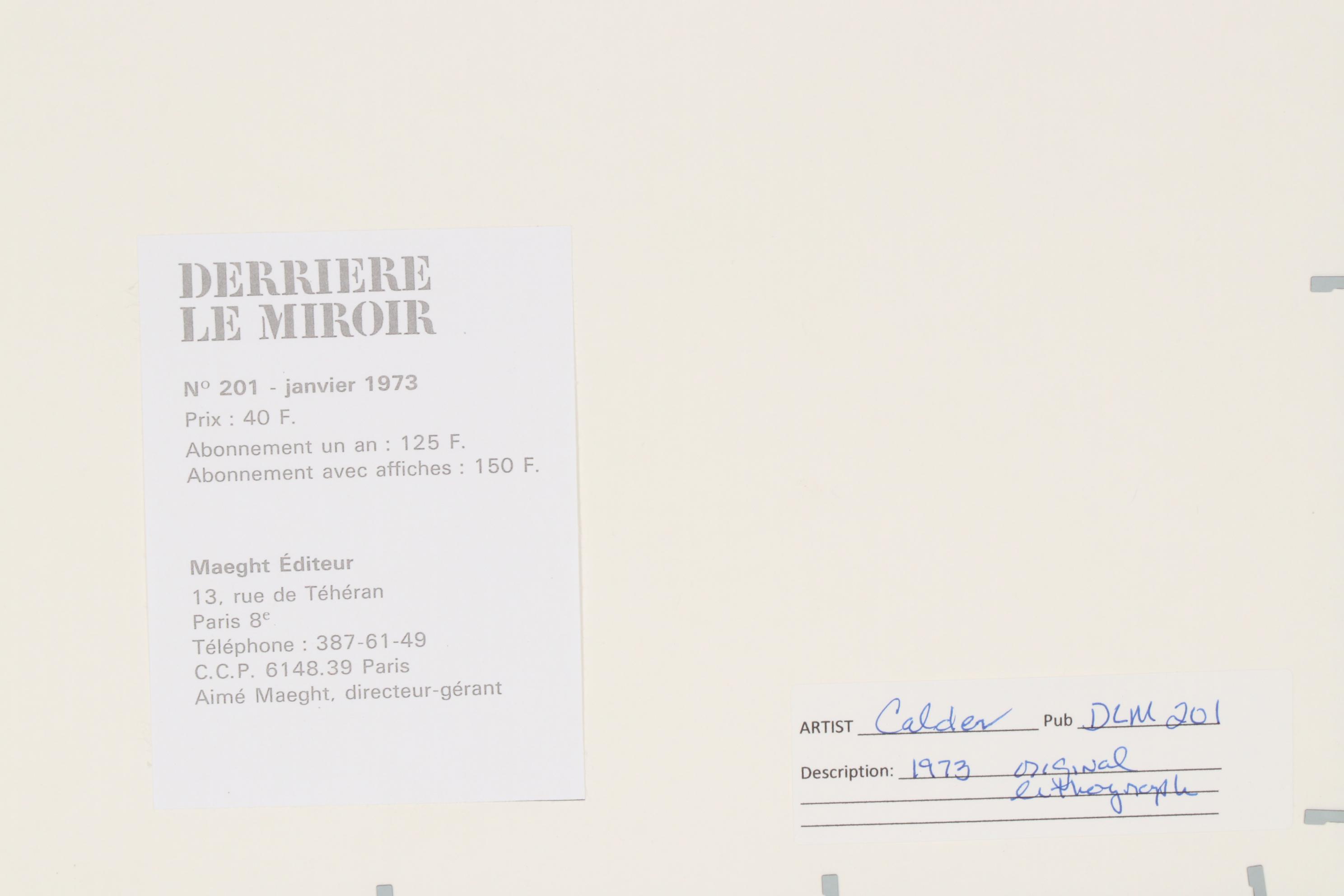 Alexander Calder Color Lithograph for "Derriere le Miroir", 1973