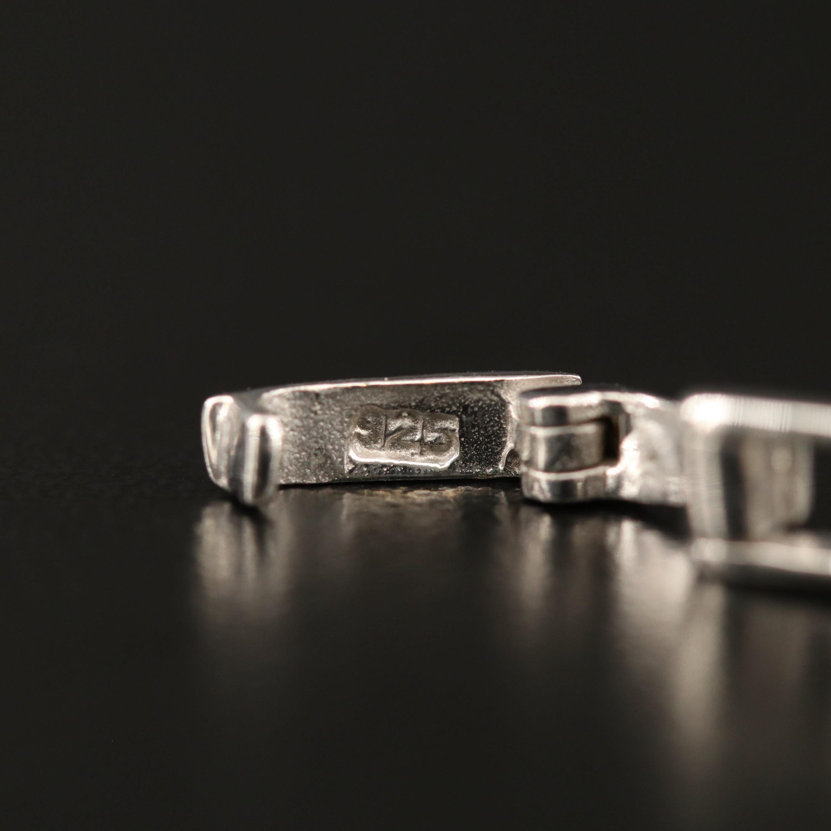 Sterling Silver Emerald and Sapphire Link Bracelet