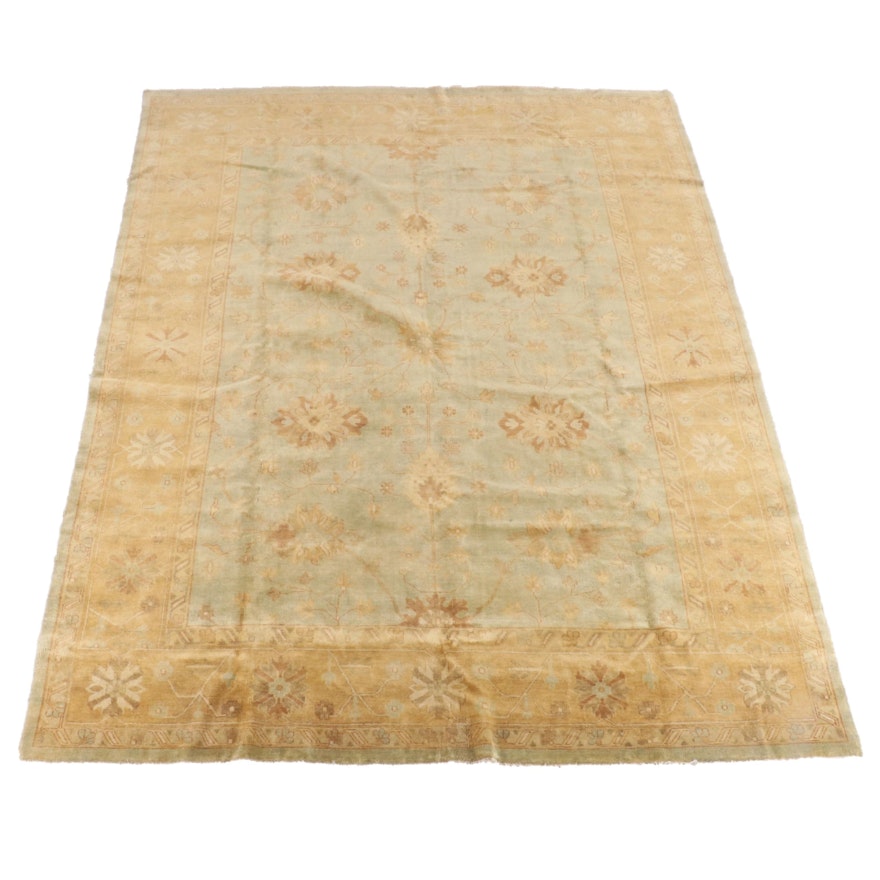 9'2 x 11'10 Hand-Knotted Indian Peshawar Wool Rug