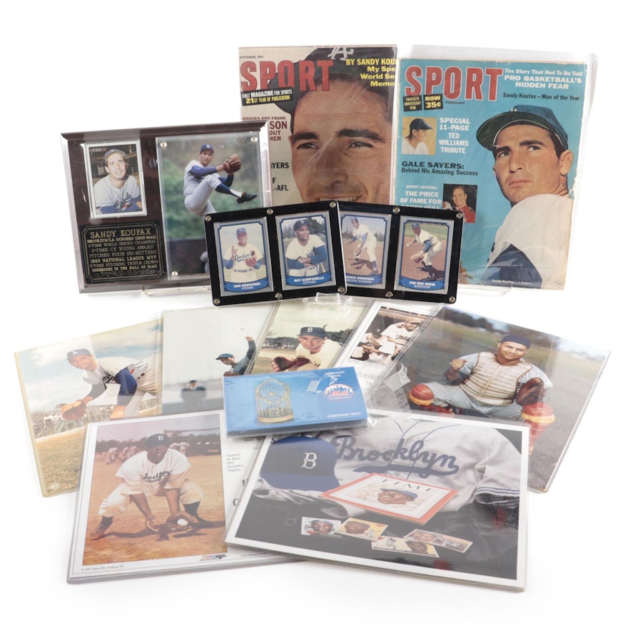 Sandy Koufax and Brooklyn Dodgers Baseball Memorabilia, Mid to Late 20th C.